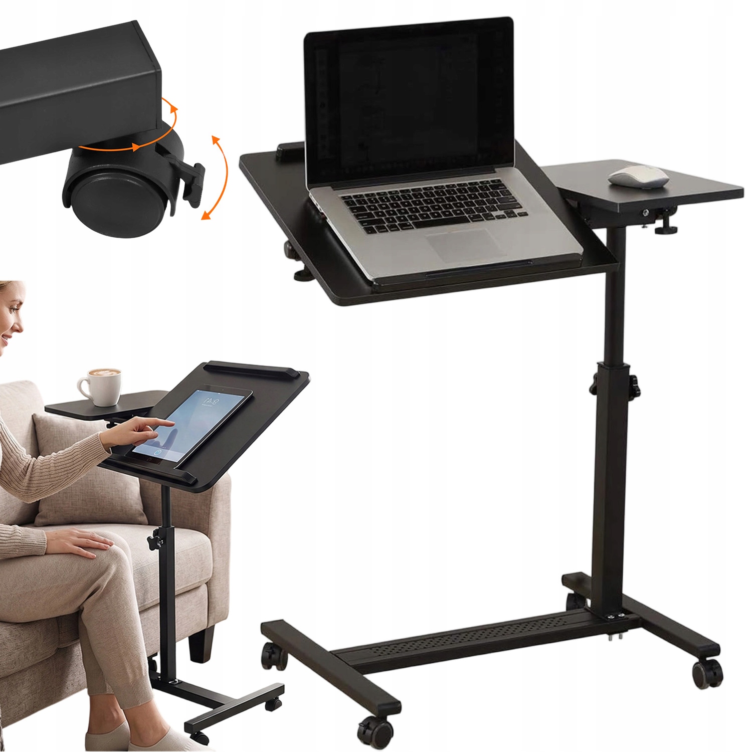 Stůl Na Kolečkách Pro Mobilní Notebook, Nastavitelná Výška 59-89 CM