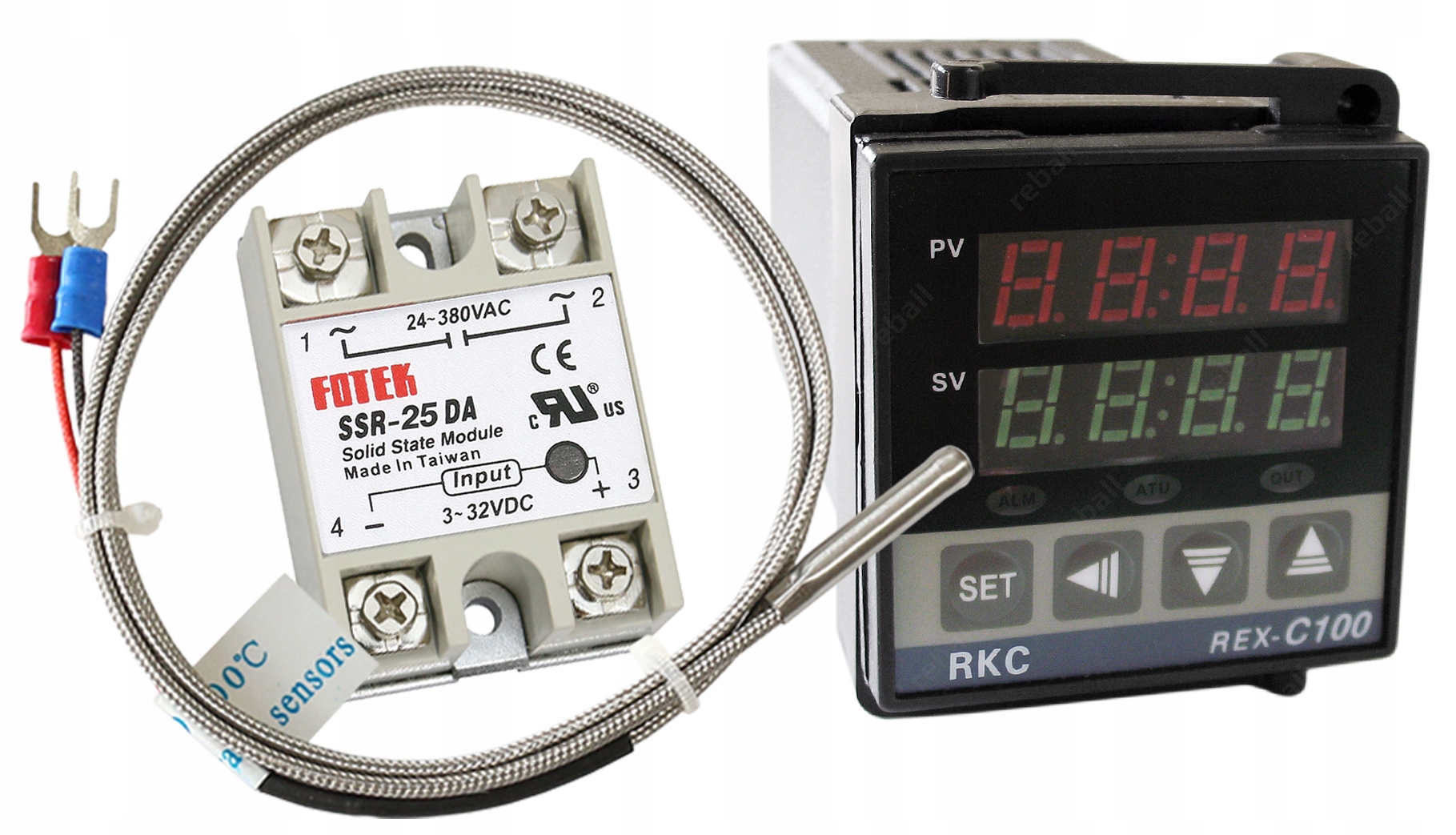REGULATOR TEMP REX C100 +CZUJ.K+SSR 25DA WĘDZARNIA