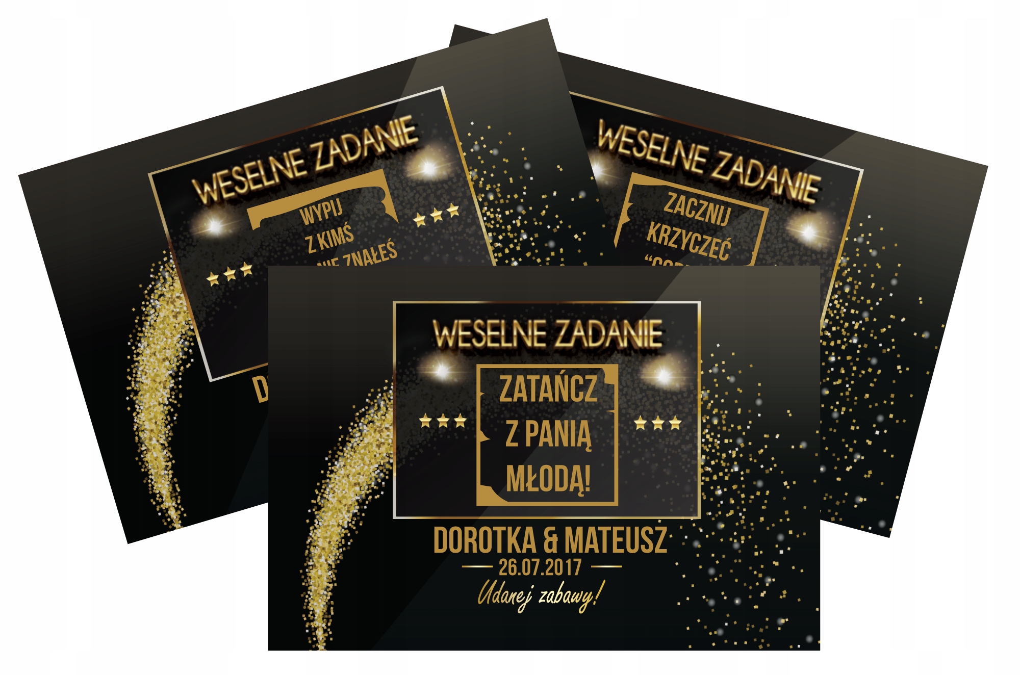 

Zdrapki Weselne Zadania Czarno Złote ślub 100 szt