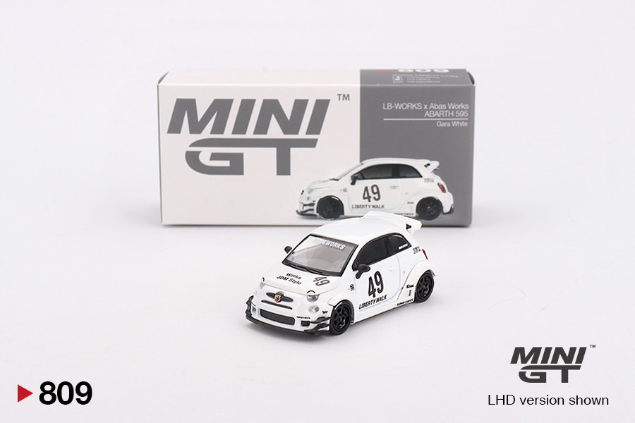 Mini GT Fiat 595 Abarth LB-WORKS x Abas Works (Gara White) / MGT00809-L