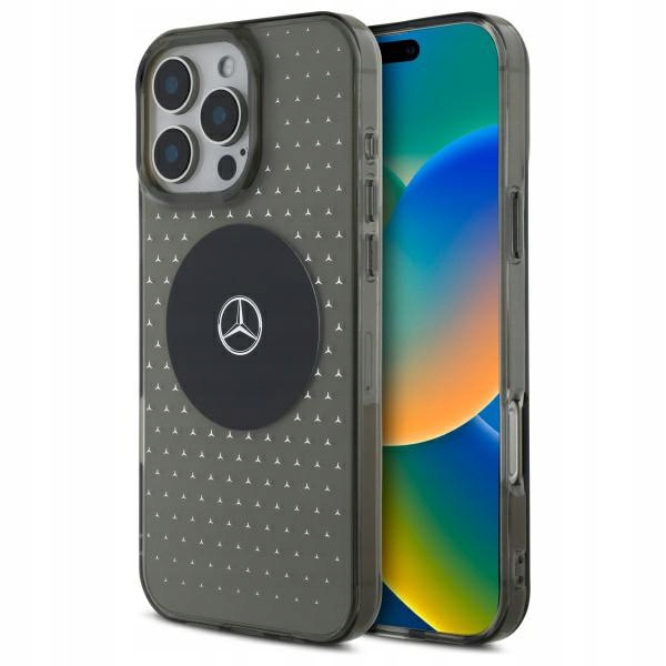 Pouzdro Mercedes pro iPhone 16 Pro 6.3" černé Mb Case Star Pattern