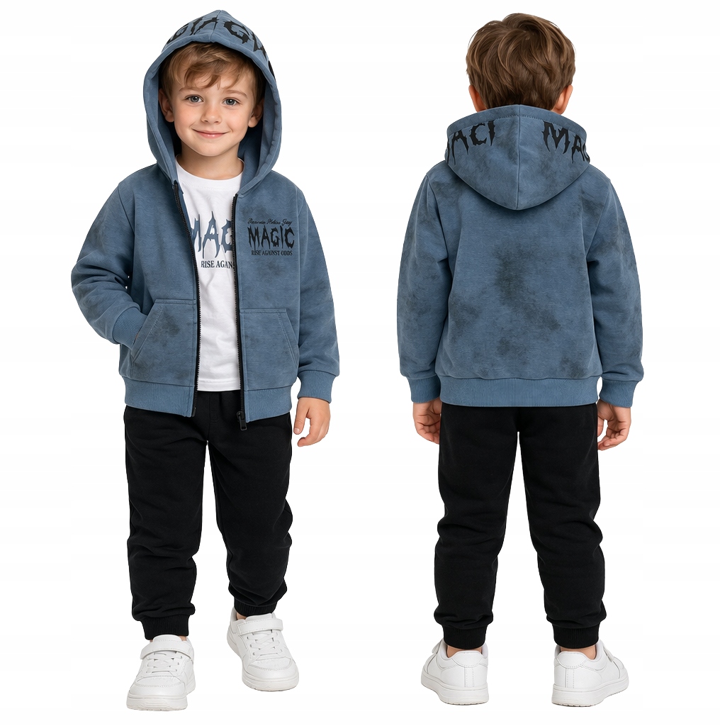Dres chłopięcy 3-cz. Tie-dye niebieski Komplet dresowy dla chłopca 146/152