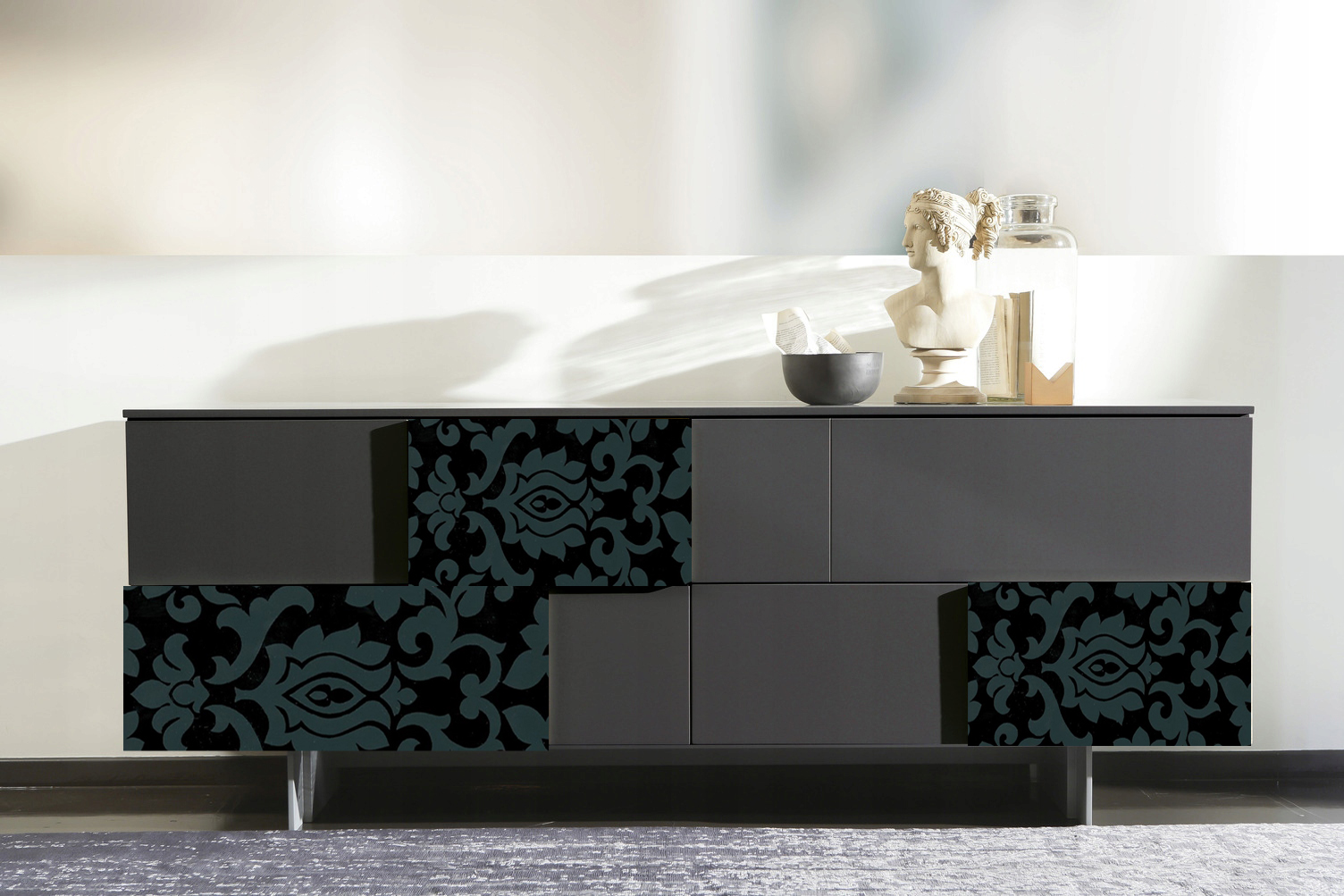 OKLEINA MEBLOWA SAMOPRZYLEPNA 45x50 ORNAMENT CZERŃ Motyw inny