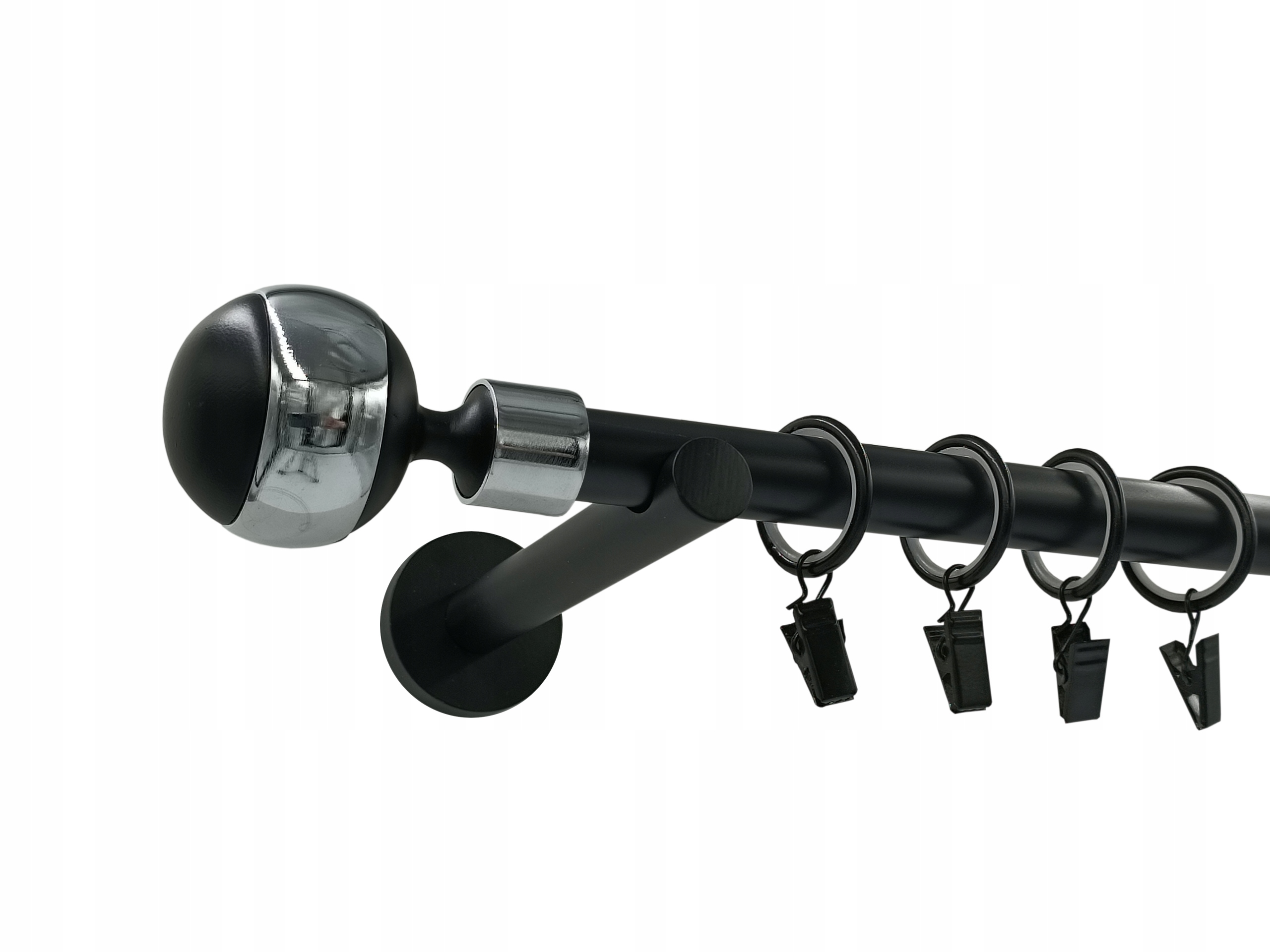 Garnýž Kovový Jednoduchý Závěs 19 mm Černý 180 cm Výběr Zakončení