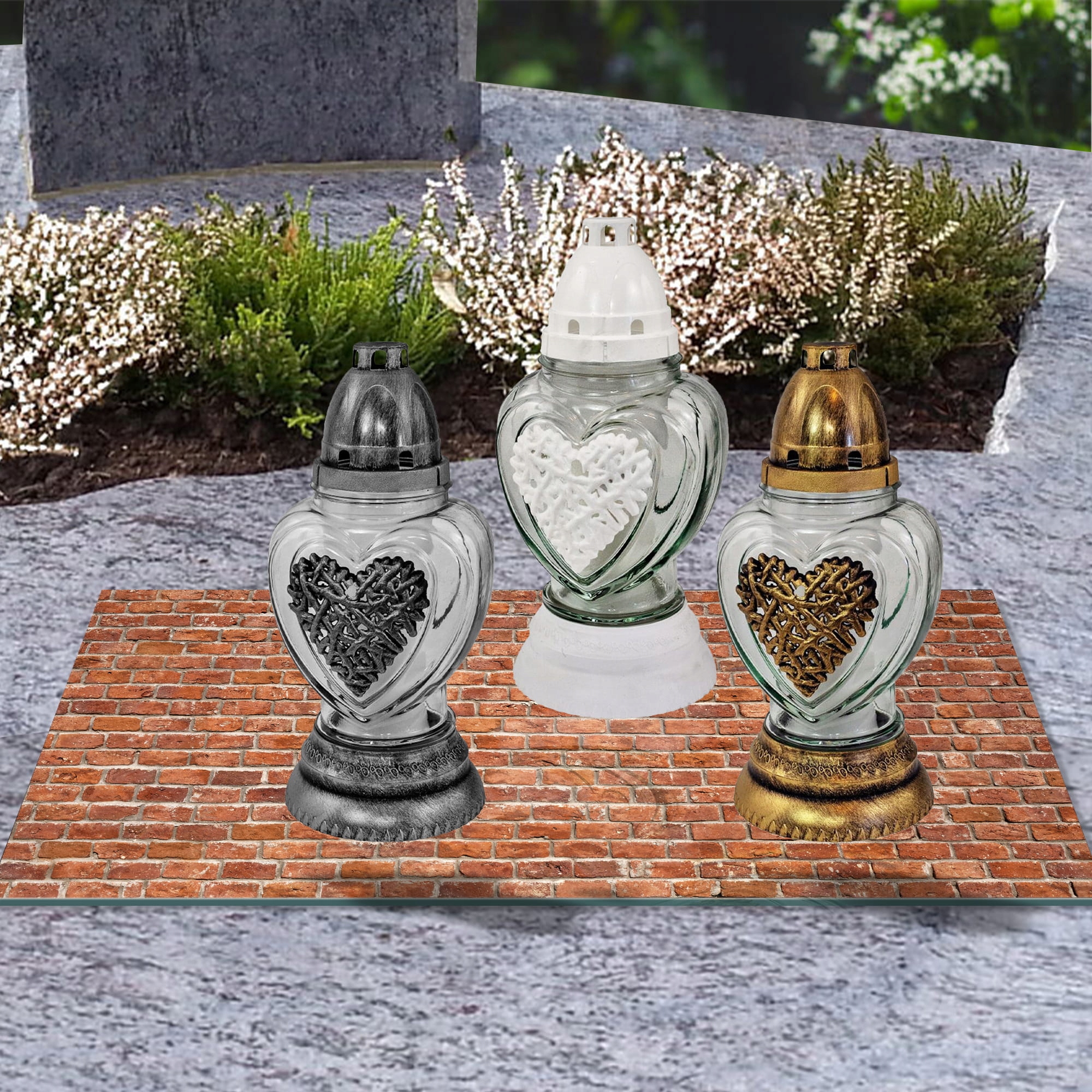 SZKLANA PODSTAWKA POD ZNICZE 60x20cm Rudy mur 100c Materiał szkło hartowane