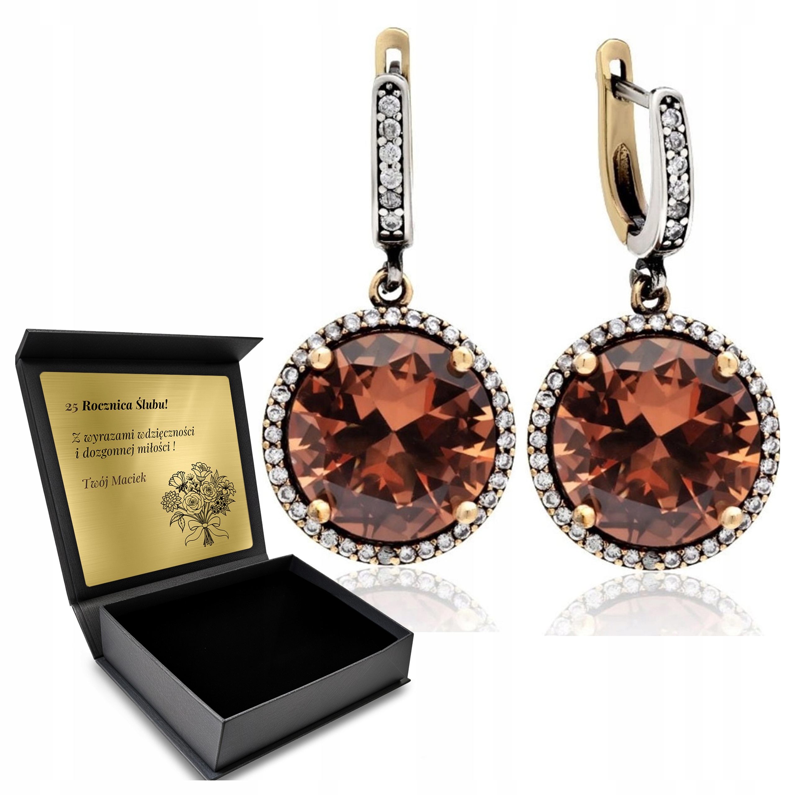 Stříbrné Náušnice 925 Zirkony Sultán Dárek pro ženu Gravírování