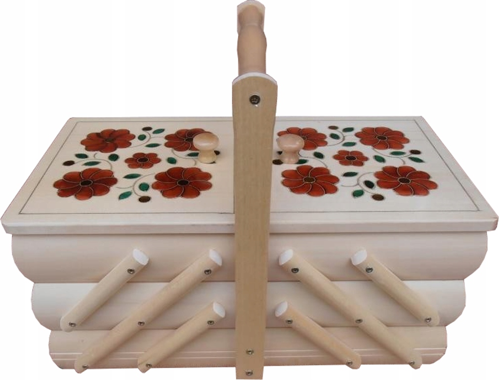 

Niciarka drewniana szkatułka inkrustacja Kwiaty