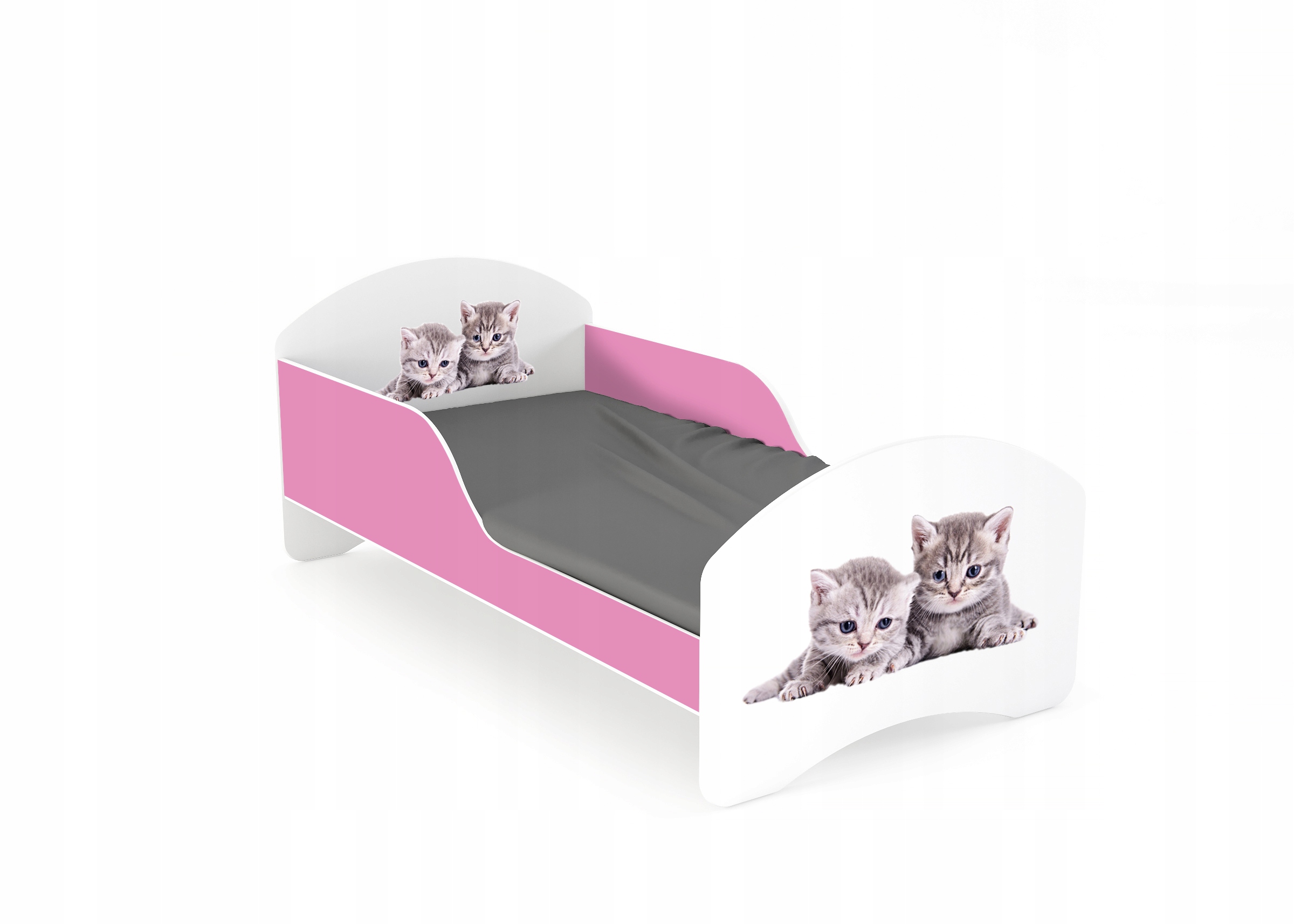 Łóżko dziecięce LEO2 140x70 biało-różowe Kolekcja LEO2