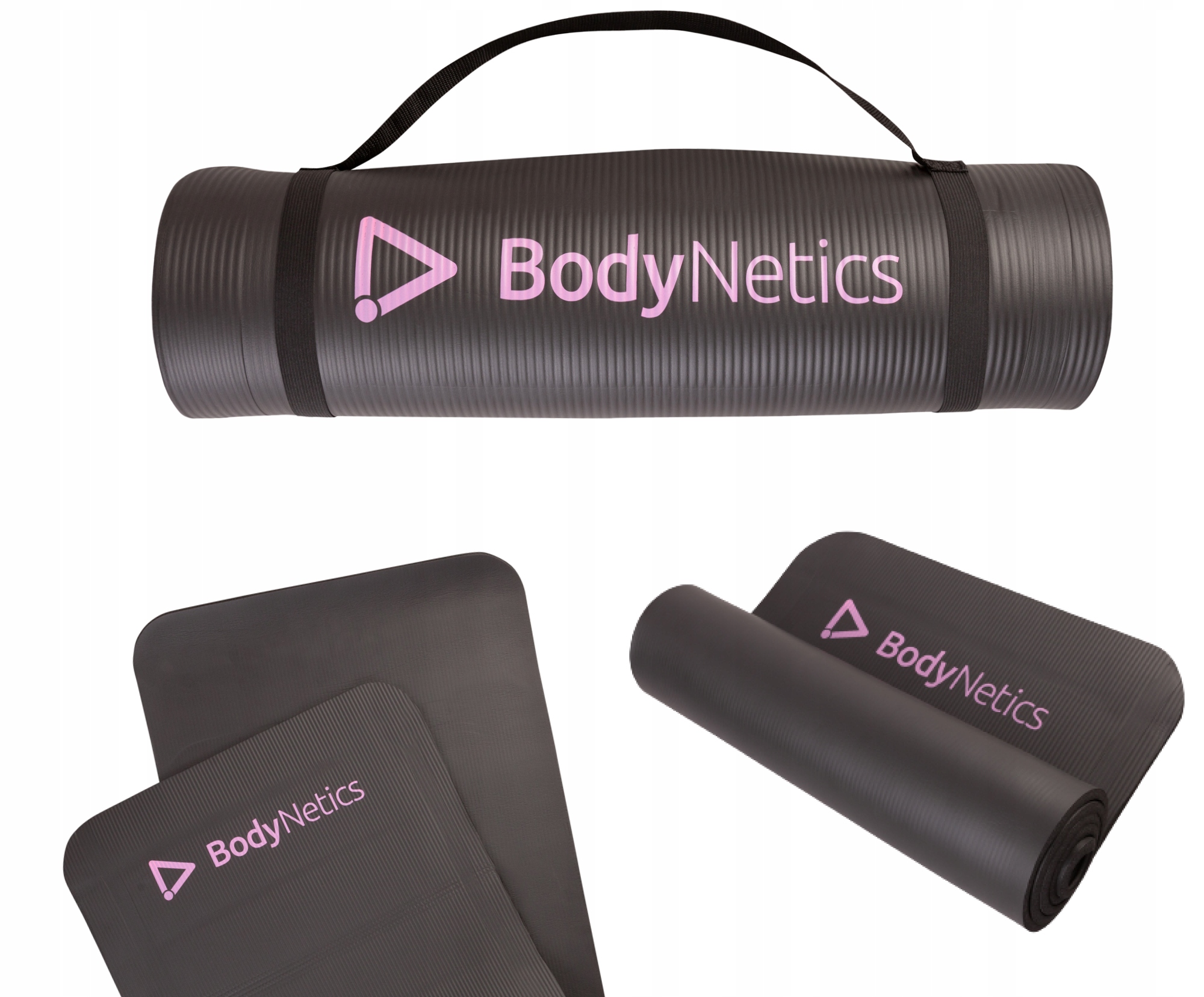 MATA FITNESS KARIMATA ĆWICZEŃ GRUBA 1CM CZERŃ+RÓŻ Długość 180 cm