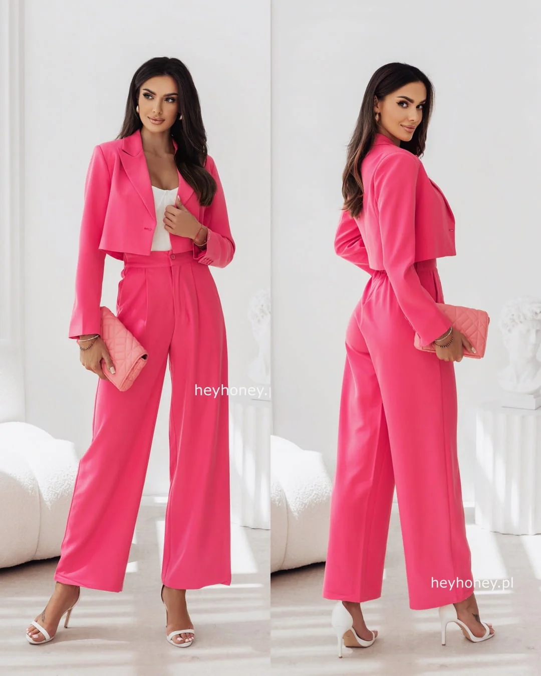 Komplet obleku s krátkou sakou a kalhotami Fuchsia Brunelo XL