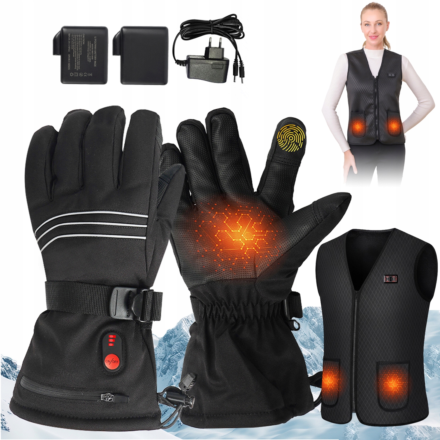 Vyhřívaný Zimní Set Vesta A Rukavice Pro Lovce Turistů