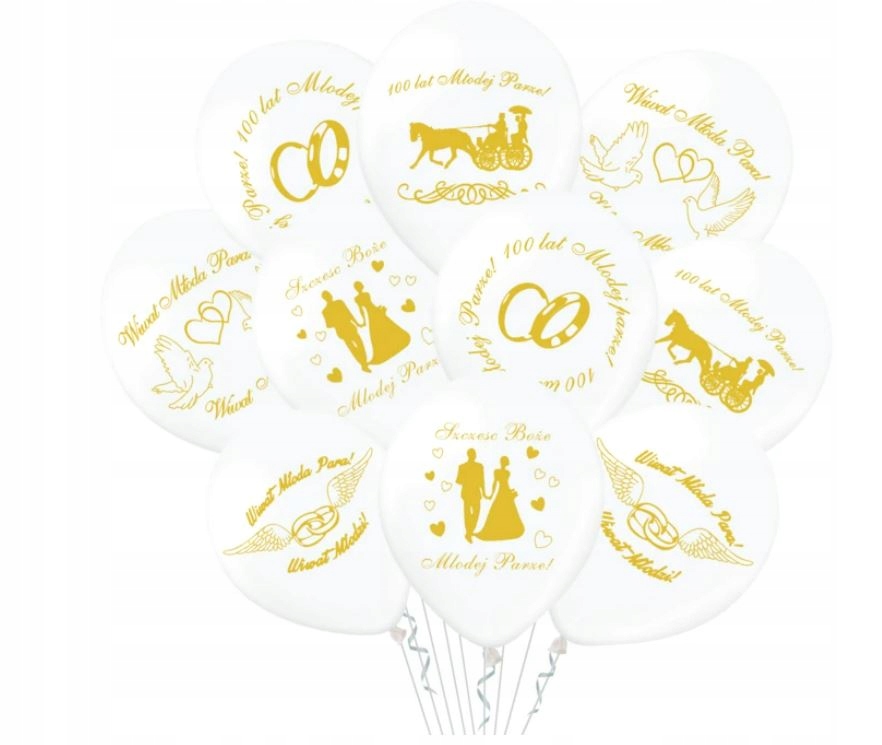 

Balony białe Młoda para 20 szt ślub wesele 35 cm