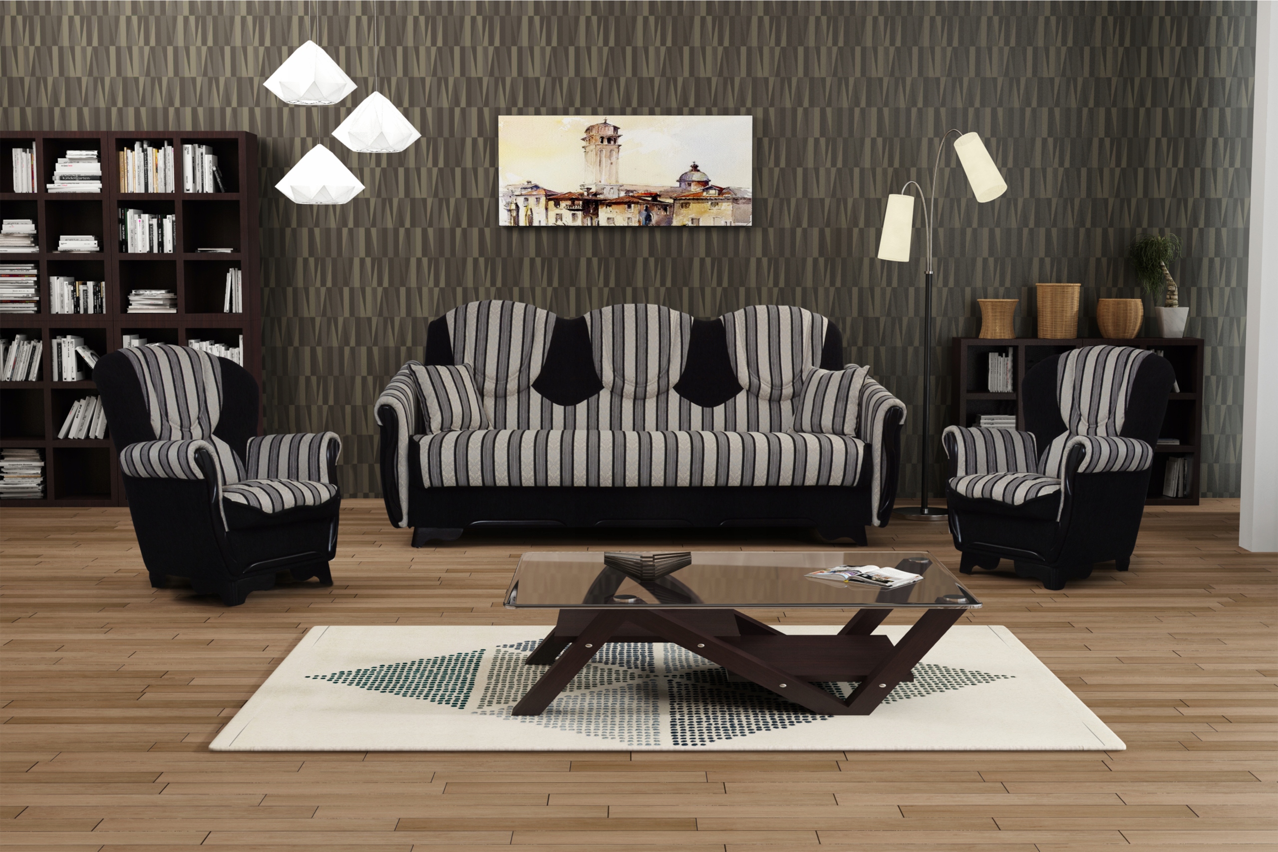 Komplet Oskar 2 Křesla 2 Rozkládací Pohovky