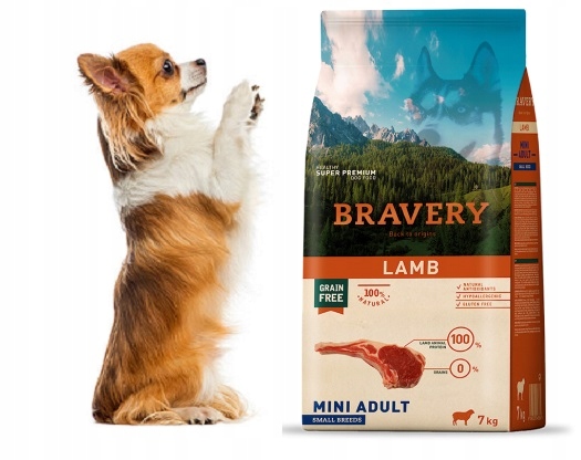 Bravery karma Premium dorosłe psy Jagnięcina 7 kg monobiałkowa Bez Zbóż