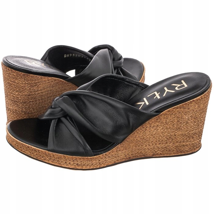 

Buty Damskie Klapki na Koturnie Ryłko Czarne 7NFB7