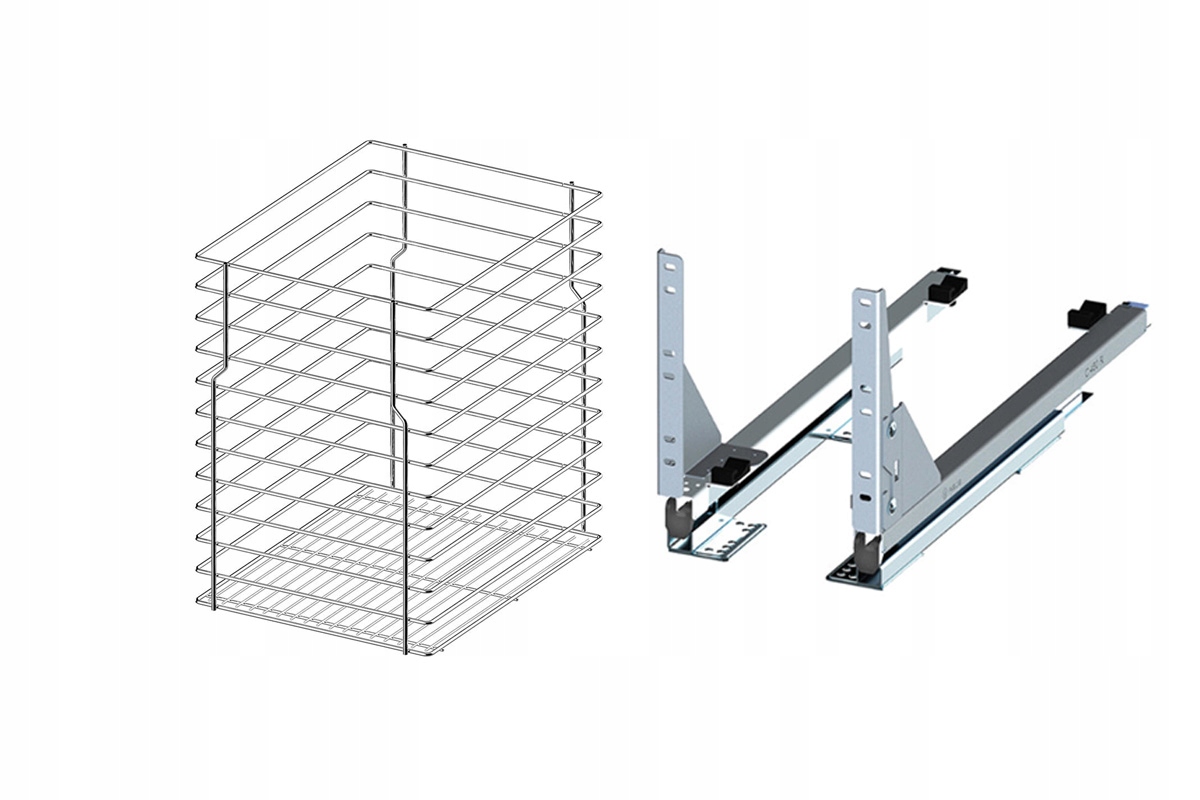 Cargo do spodnej skrinky 40 cm 400 Efekt Chrom 1p tichý zatvárač Rejs s plným výsuvom