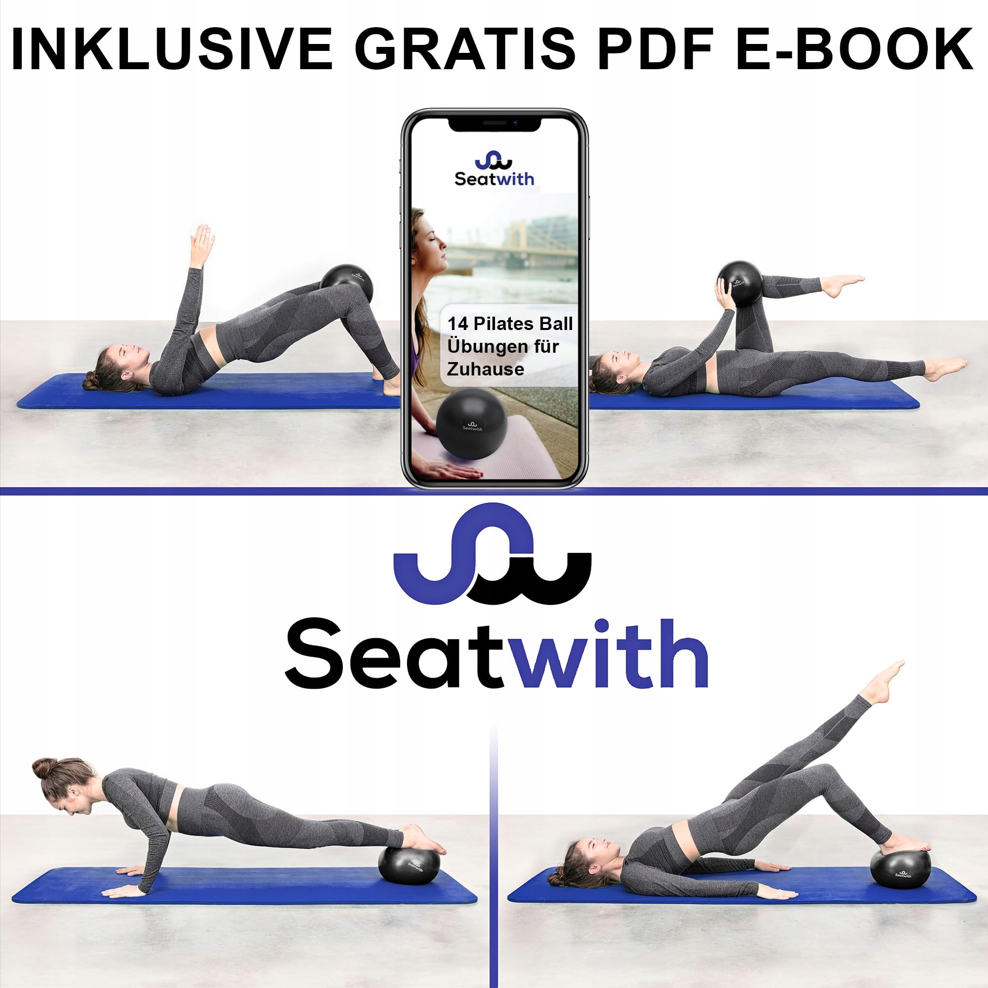 SEATWITH Piłka Do Jogi I Pilatesu 23cm Zestaw Z Torbą I E-Bookiem PDF — miniatura 6