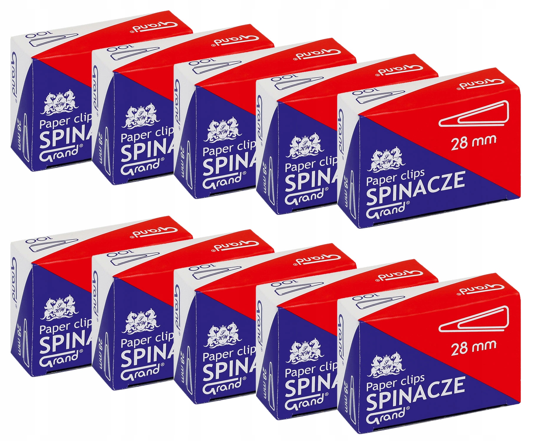 

10x Spinacze biurowe 28 mm 100 szt Trójkątne Grand