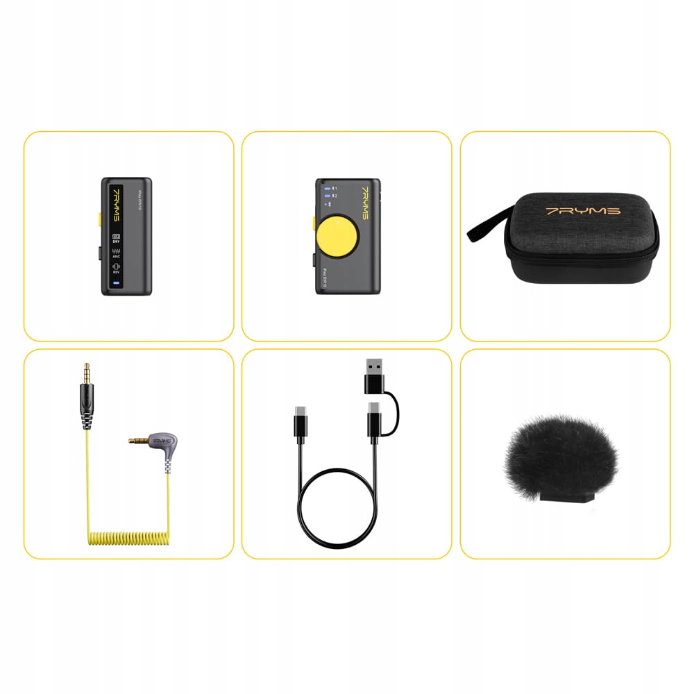 Bezprzewodowy mikrofon 7Ryms iRay DW10 [mini jack 3,5mm + USB-C] CZARNY Model DW10BB