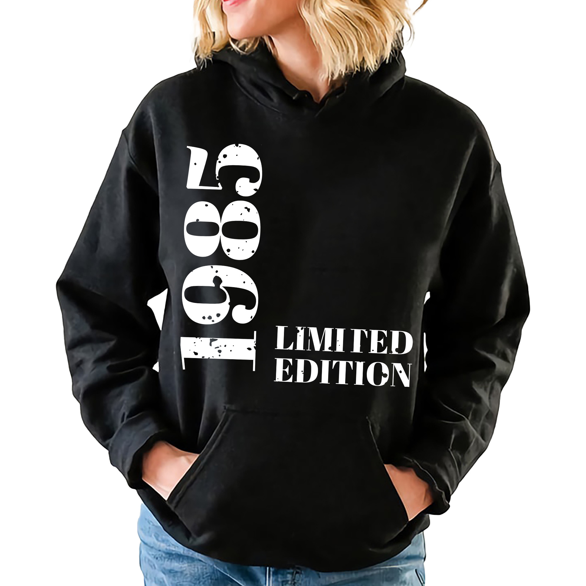 mikina s kapucí Černá Zábavný gadget Dárek Narozeniny 1985 XXL