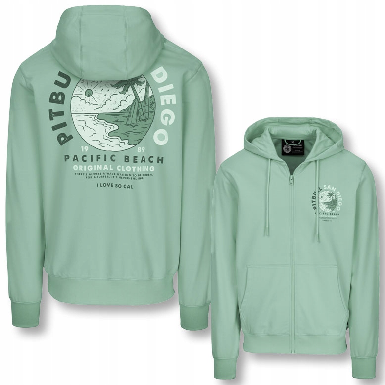 Męska Bluza rozpinana z kapturem Pitbull Dresowa z Nadrukiem Planet Surf