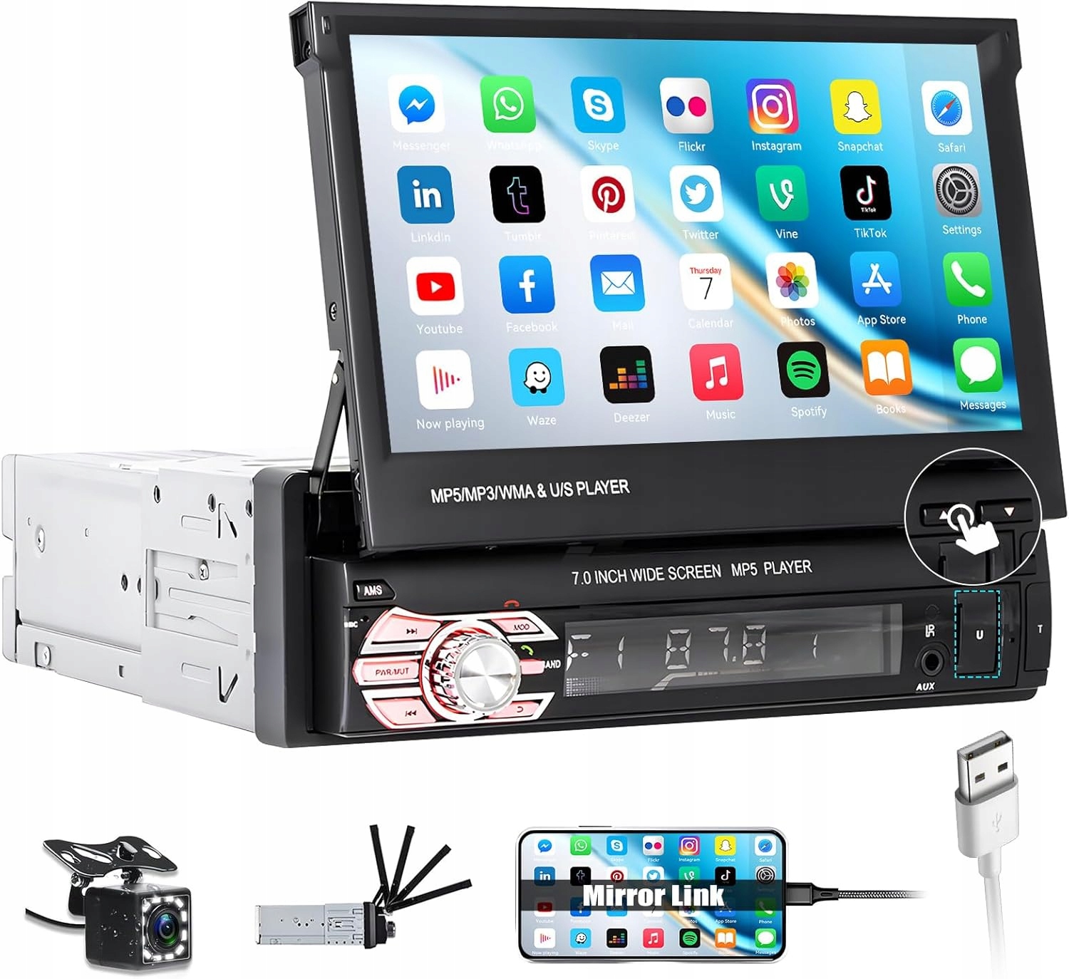 Autorádio Camecho 1-DIN Bluetooth Radiopřehrávač S Displejem