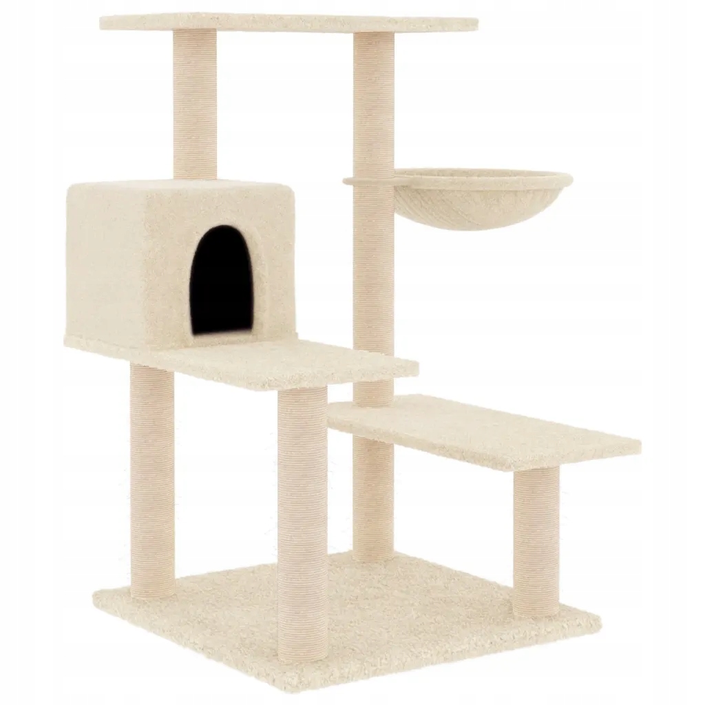 Multifunkční škrabadlo pro kočky s domečkem a košíkem, 72,5 x 59,5 x 82,5 cm, kr