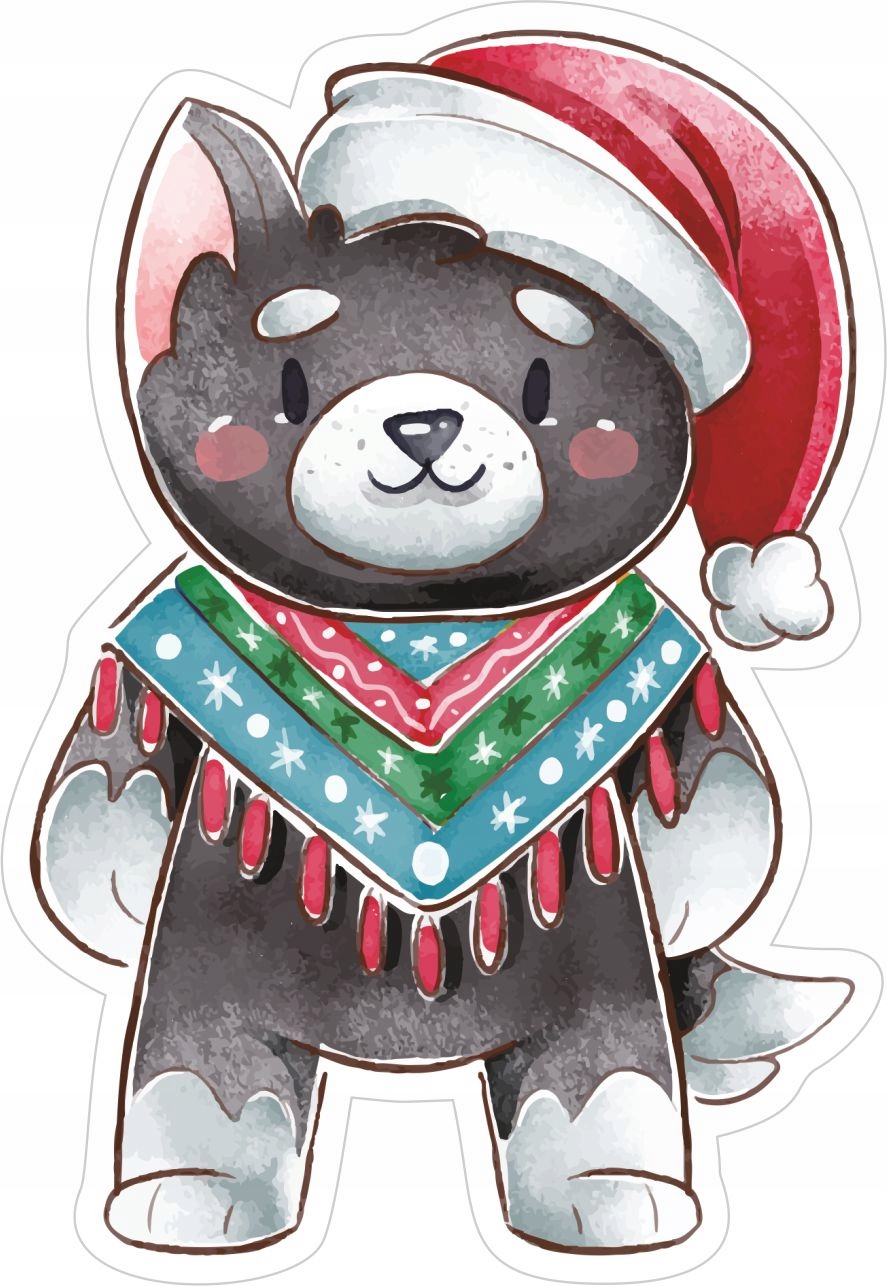 Naklejka ŚWIĄTECZNA na okno MIŚ MIKOŁAJ