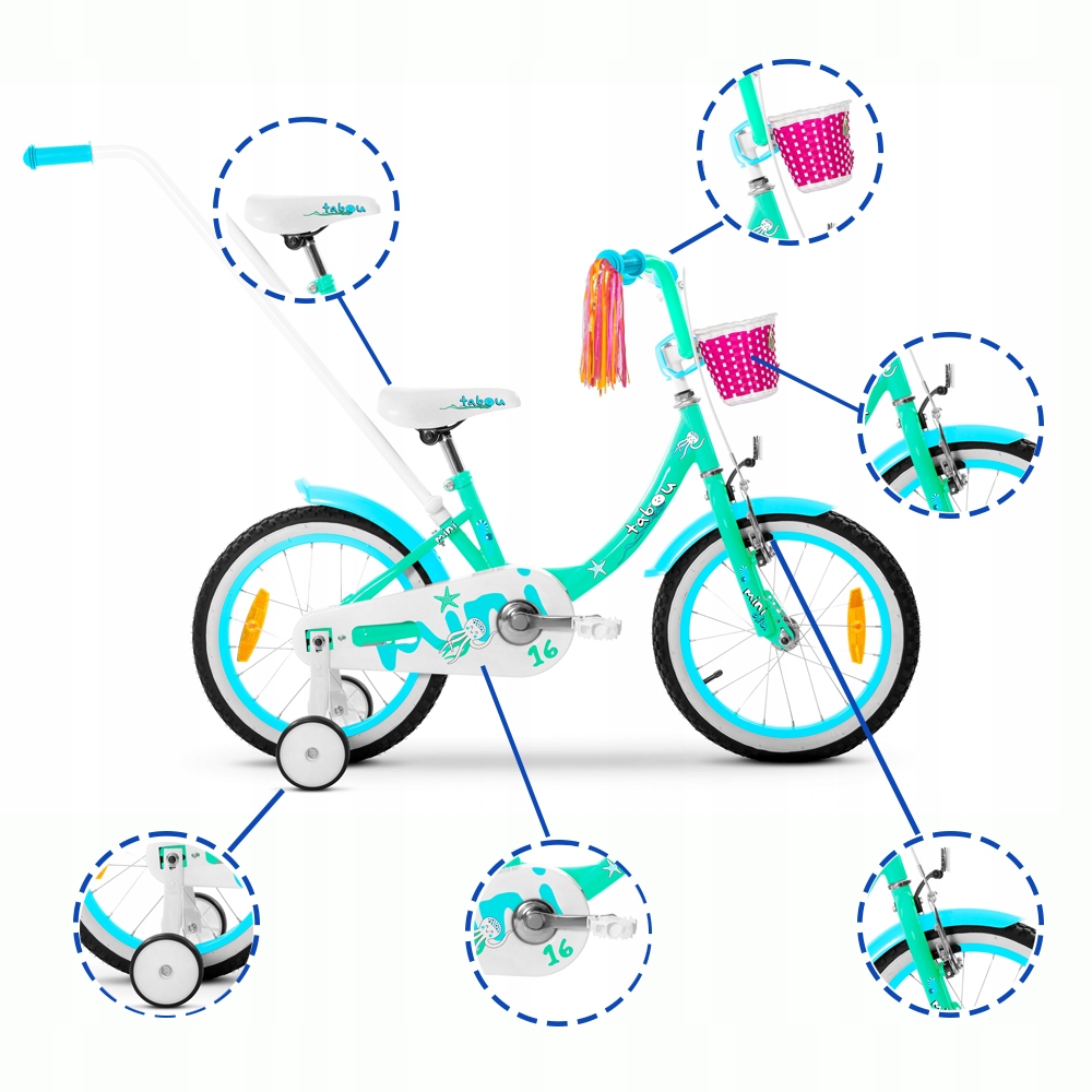 ROWER DZIECIĘCY ROWEREK 14 cali TABOU MINI DLA DZIEWCZYNKI BARDZO LEKKI Model MINI 14