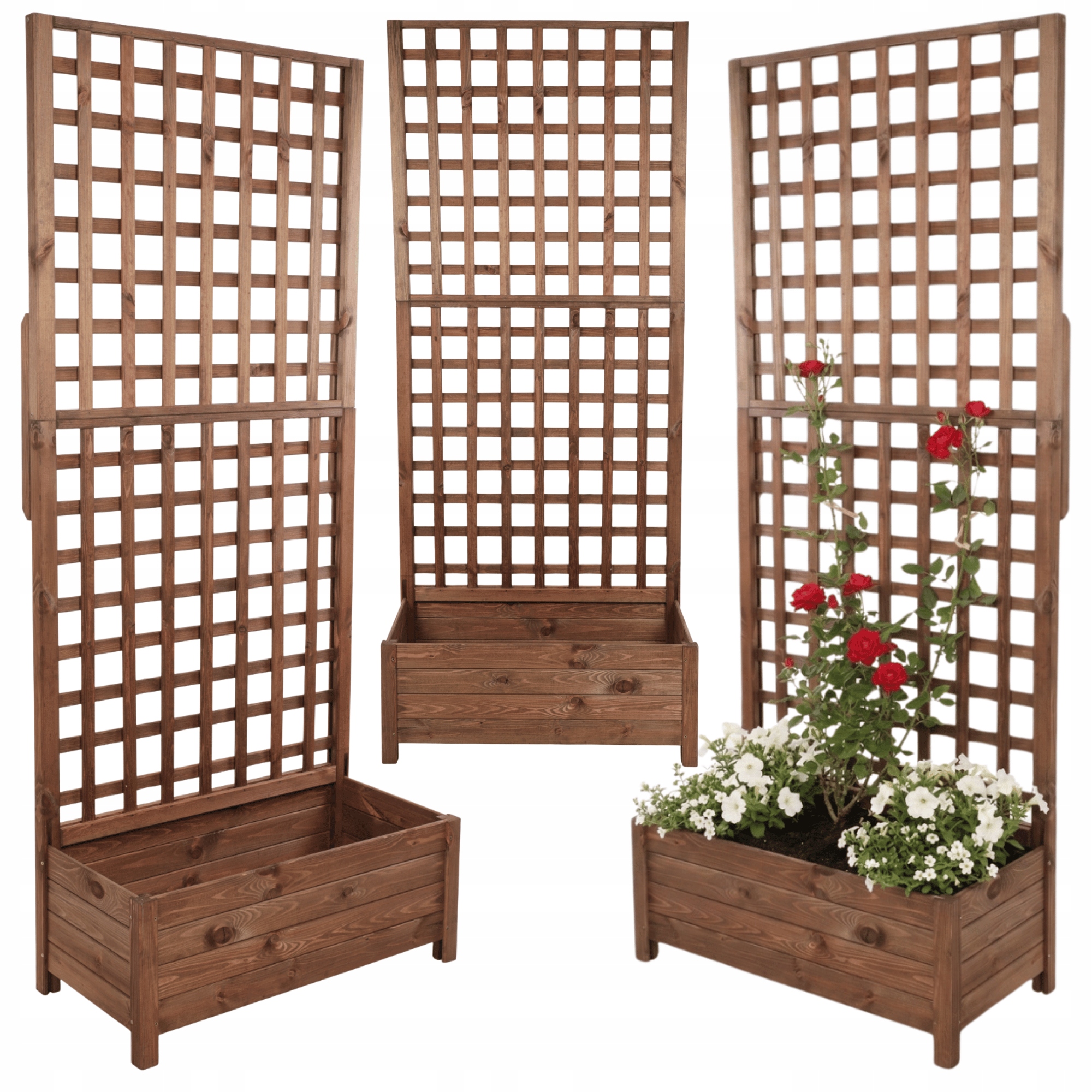 Drevená pergola s vysokým kvetináčom, truhlík na kvety 190x80x40 cm, na nohách