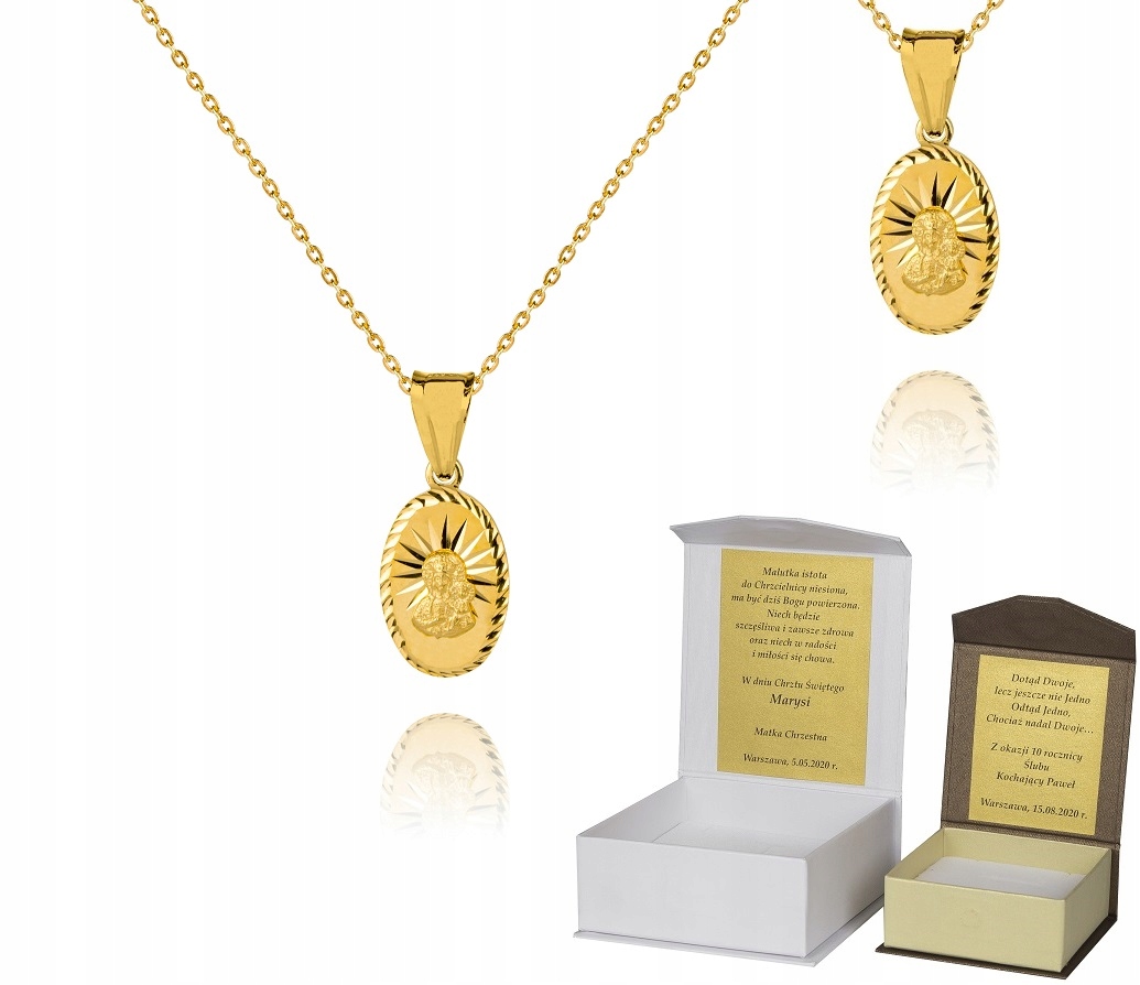 925 Zlatý Řetízek Medailon 40 CM Věnování A4M22