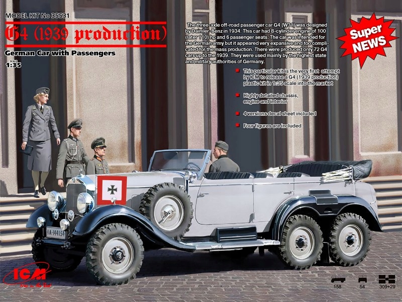 Mercedes G4 (výroba 1939) s cestujícími 1:35
