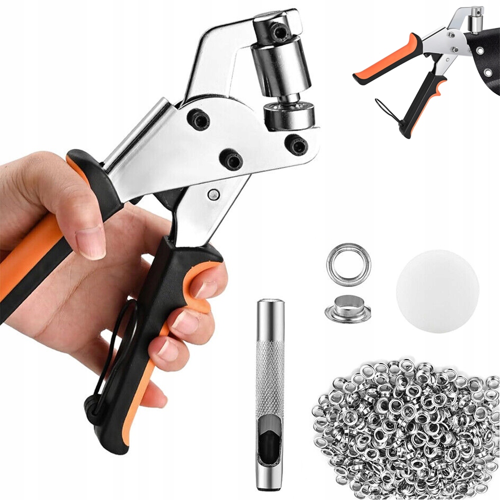 Oczkarka do plandek bannerów oczkownica zestaw 10.5mm 500 oczek napy