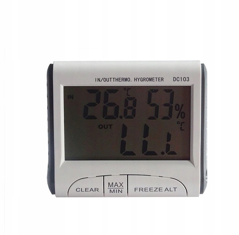 TERMOMETR HIGROMETR WILGOTNOŚCIOMIERZ CYFROWY 5w1 Kolor biały