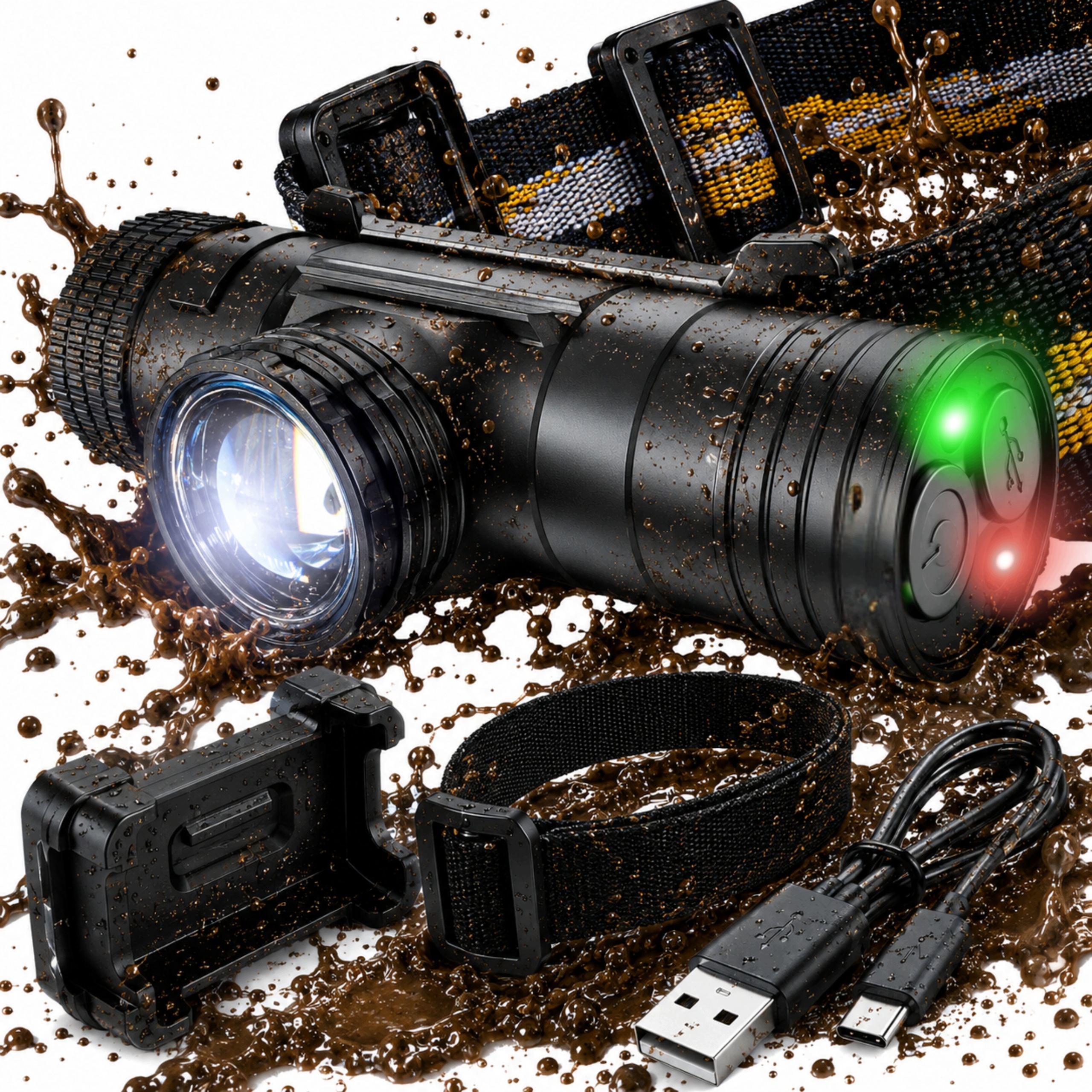 Latarka Czołowa Wielofunkcyjna Zoom Usb Taktyczna Aluminiowa Wodoodporna