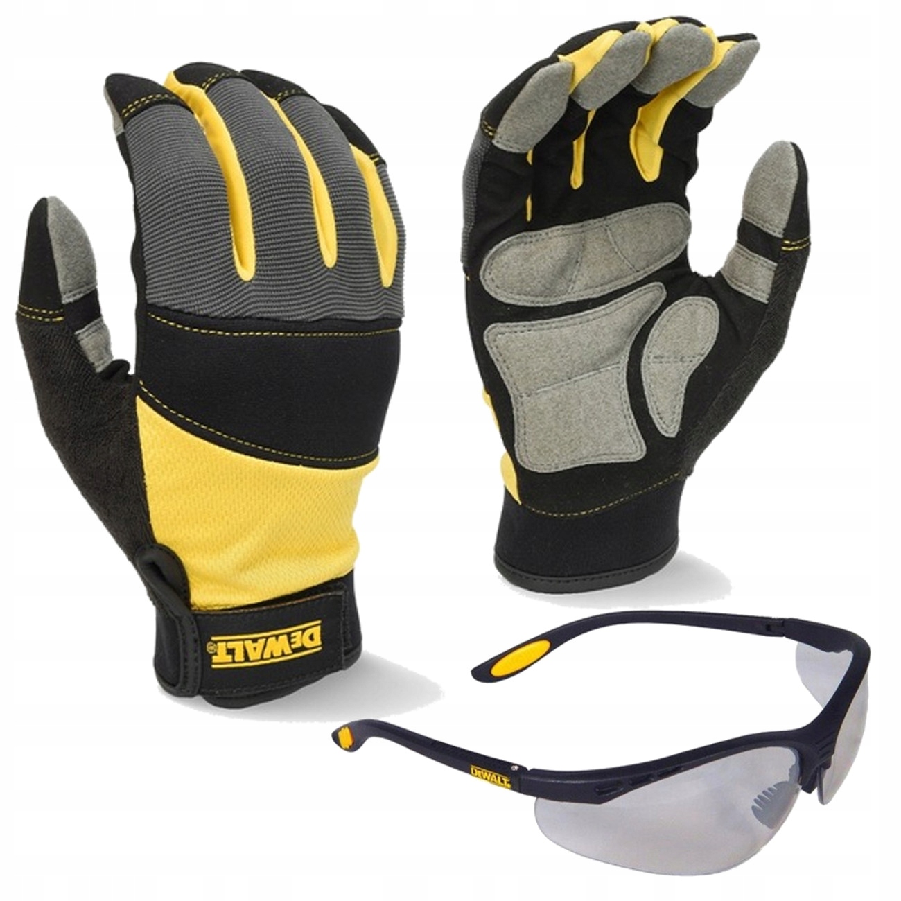 DeWalt Zestaw Rękawice Ochronne Wzmocnione Robocze Okulary Ochronne