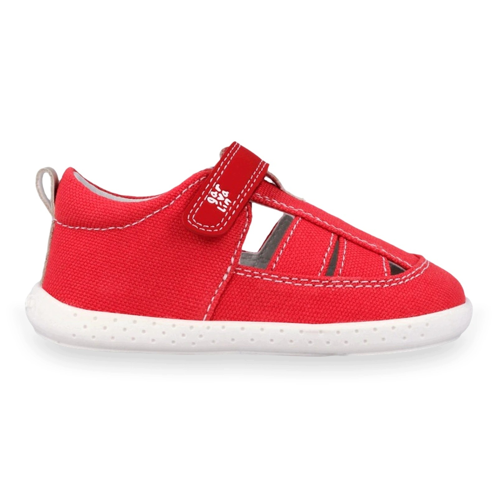 Sandały barefoot lekkie dziecięce na rzepy Garvalin Pełne Pique Rojo 22