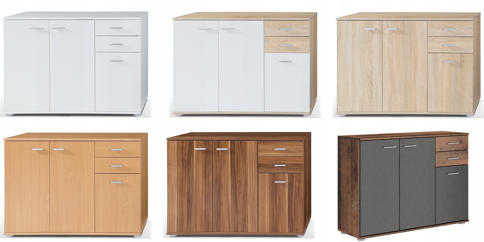 POJEMNA KOMODA 2 SZUFLADY 3 SZAFKI BUK MIKE 1 Szerokość mebla 106 cm