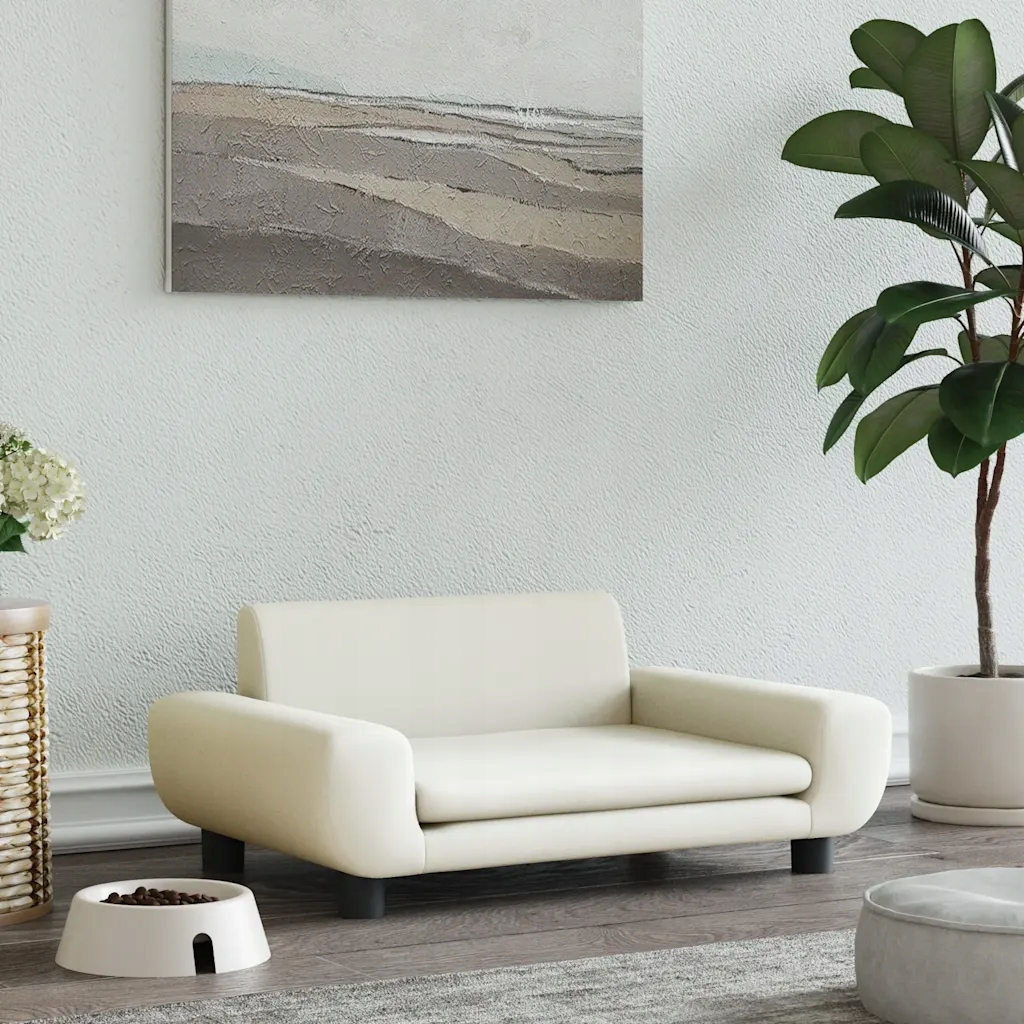 Pelíšek, krémový, 70x45x33 cm, sametový