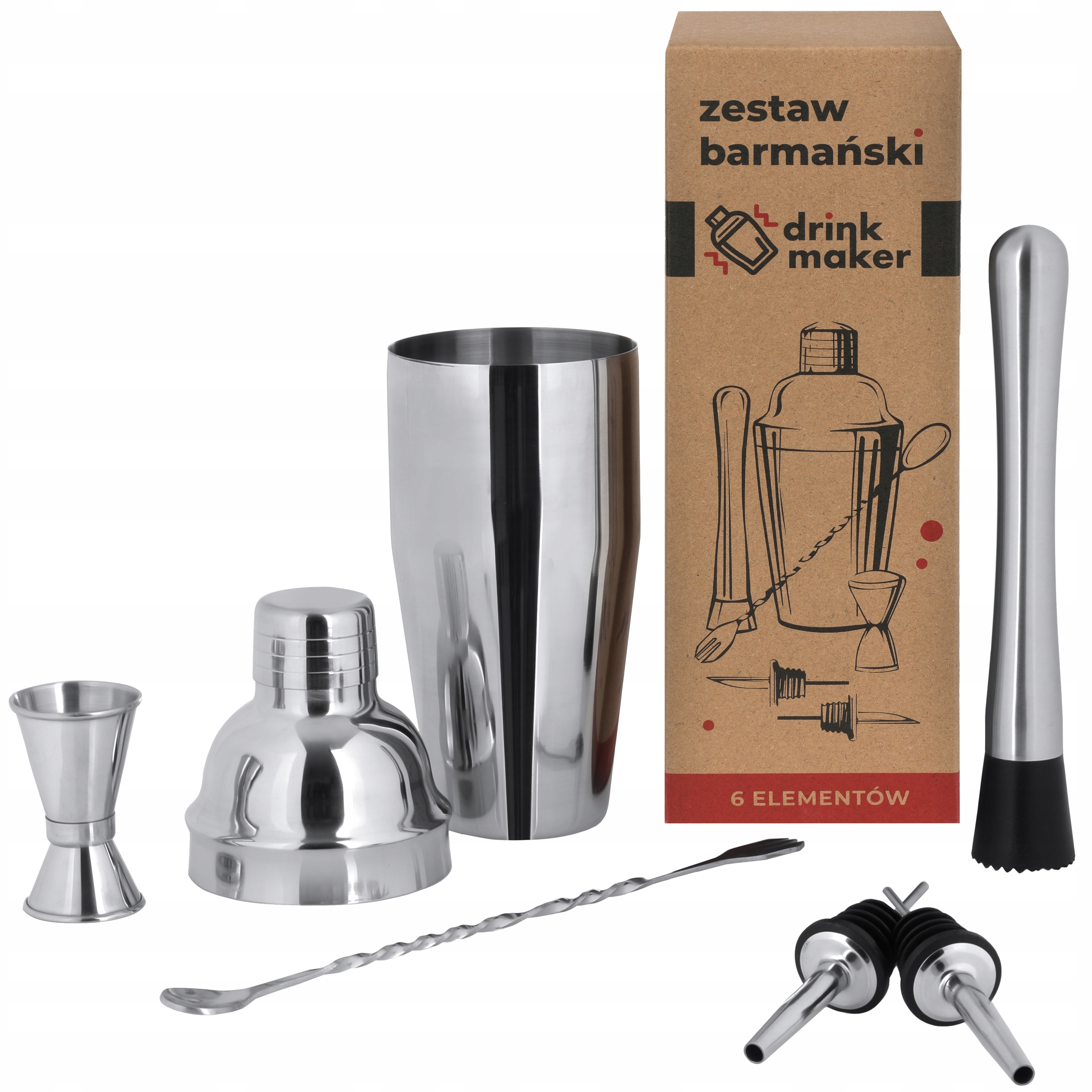 

Zestaw barmański do drinków shaker 750 ml, 6 elem.