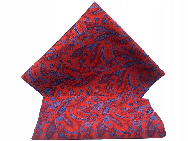 NIEBIESKA / CZERWONA WE WZORY POSZETKA BUTONIERKA WYPUSTKA