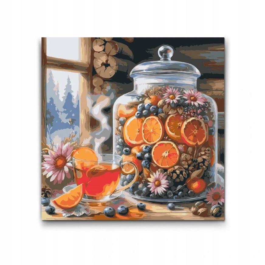 Malování Podle Čísel Květiny Jídlo Kuchyně Zimní Čaj Čaj XXL 50x50cm