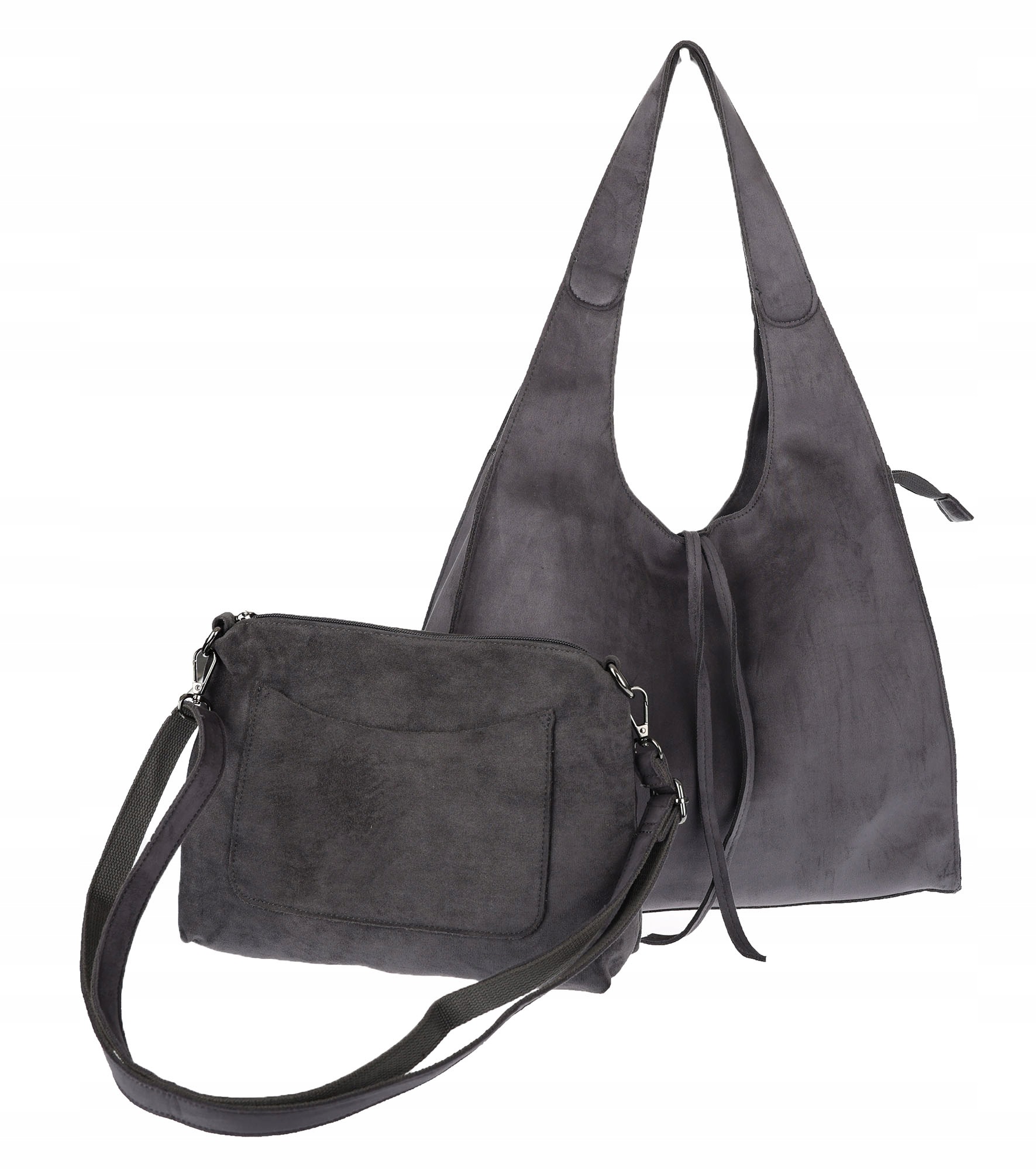 Dámská shopper semišová kabelka módní do práce módní taška L140 Šedá