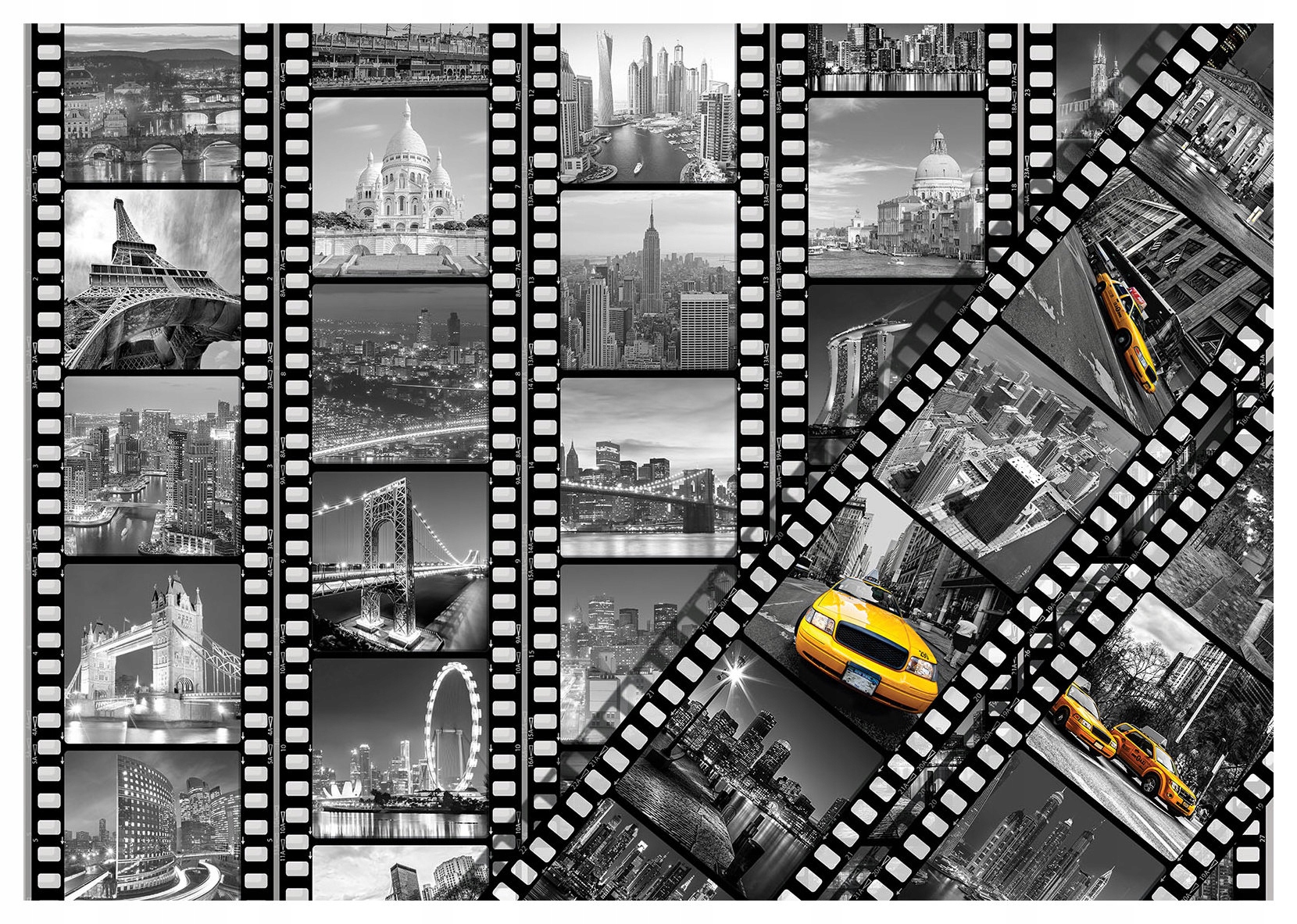 Fototapeta flizelina Filmová páska Městské krajiny koláž 200x140 lepidlo