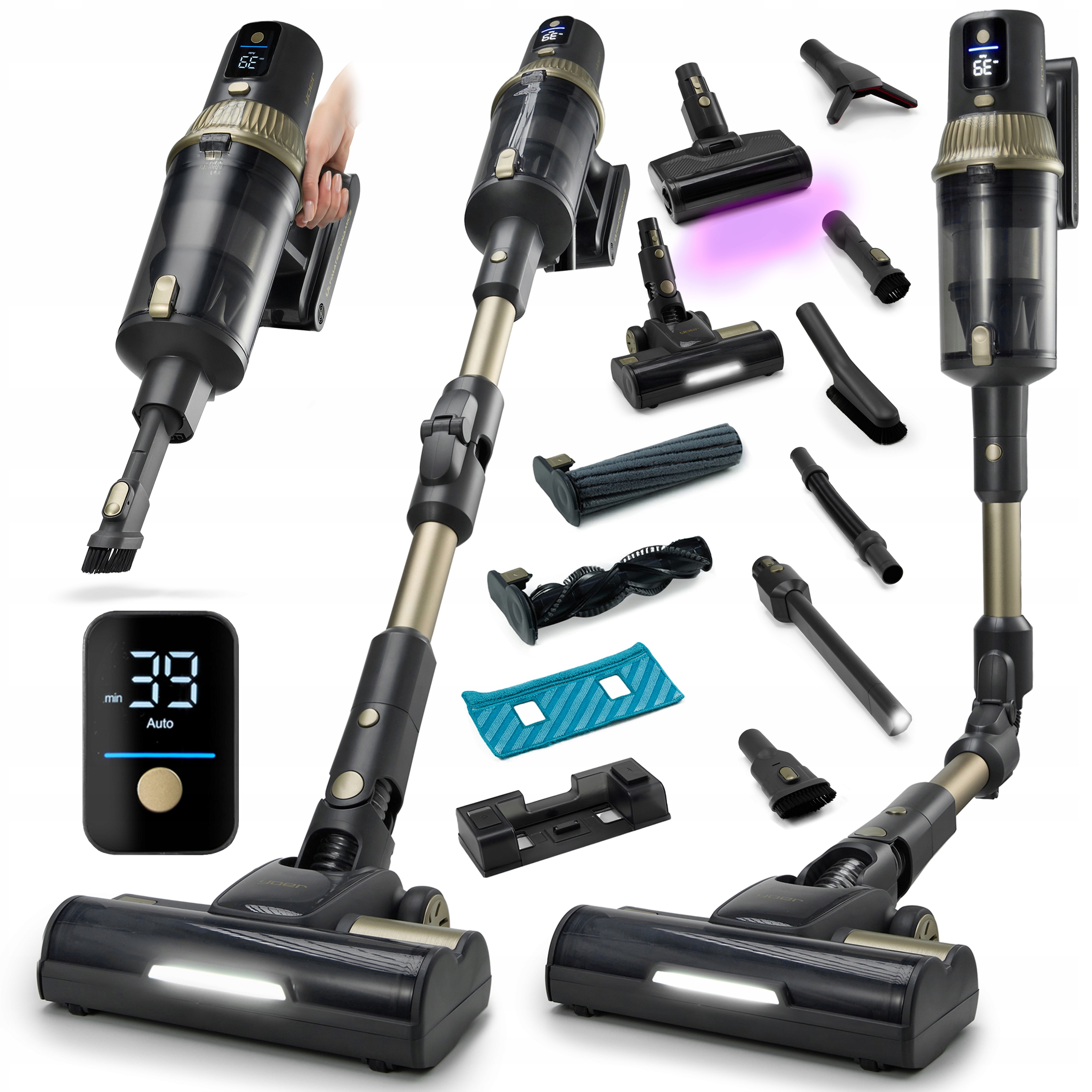 Odkurzacz bezprzewodowy pionowy mopujący Yoer +11 szczotek 90min pracy 850W