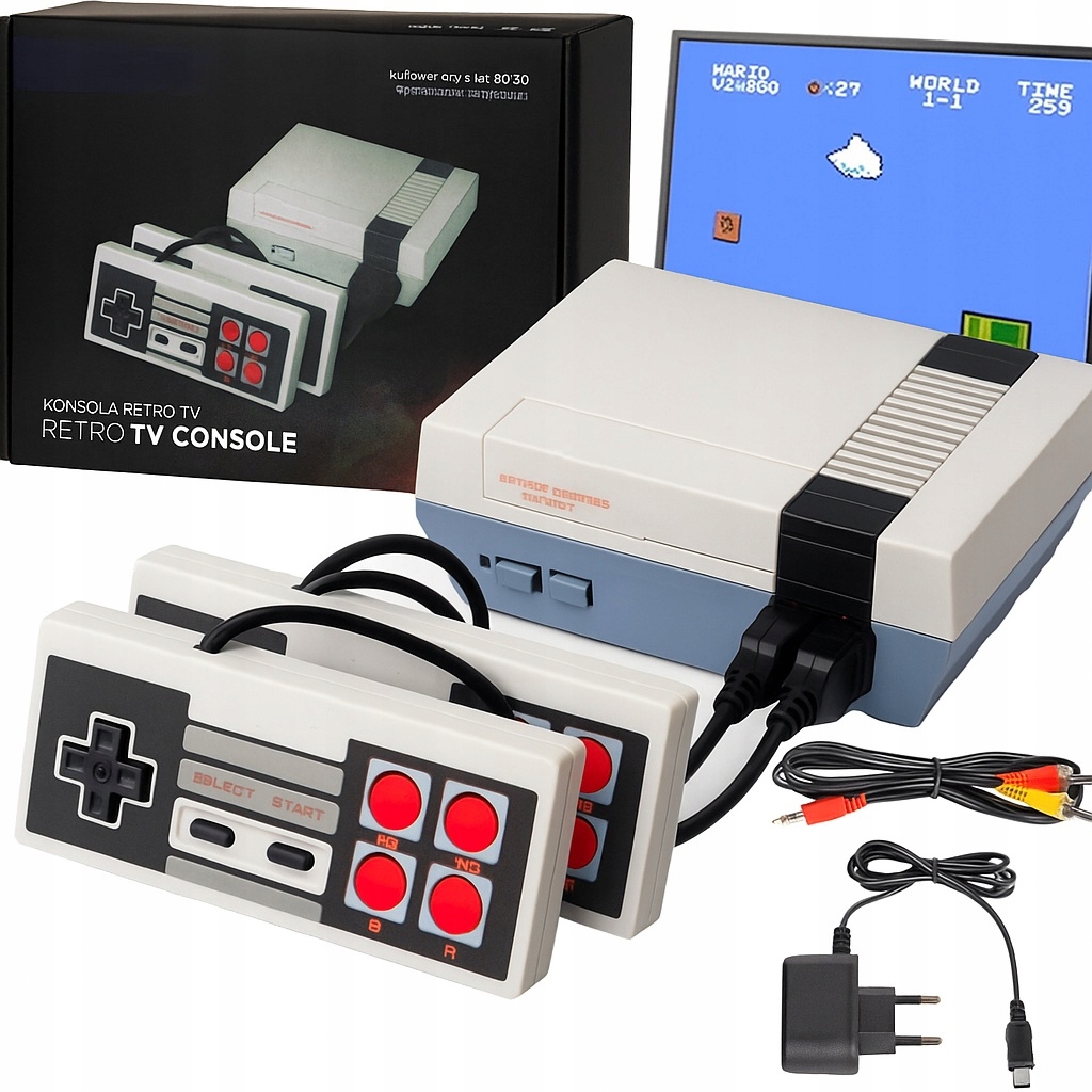 Konsola Gra Telewizyjna RETRO TV 8-BIT 620 Gier PLUG AND PLAY + 2 PADY