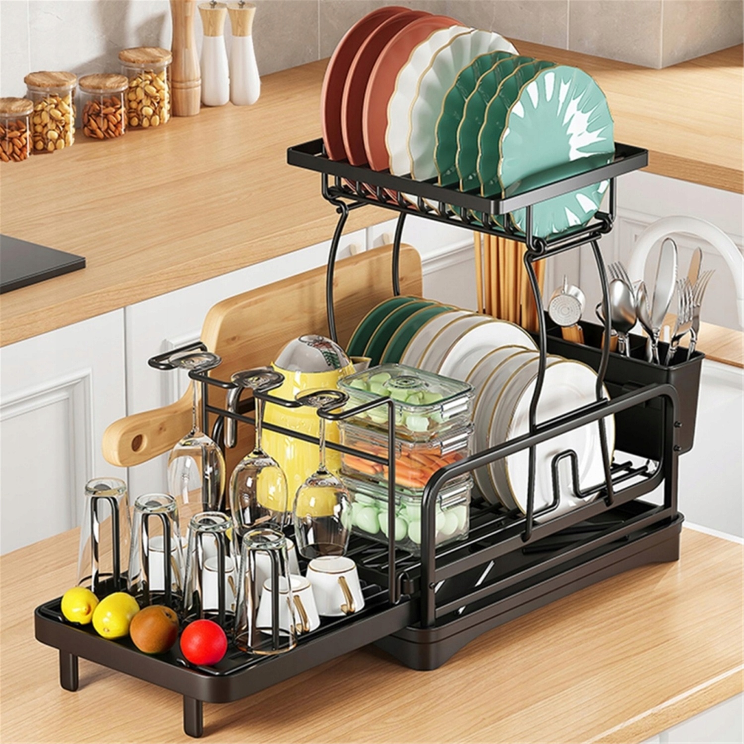 Dvouúrovňová Sušička Na Nádobí S Automatickým Odváděním Vody