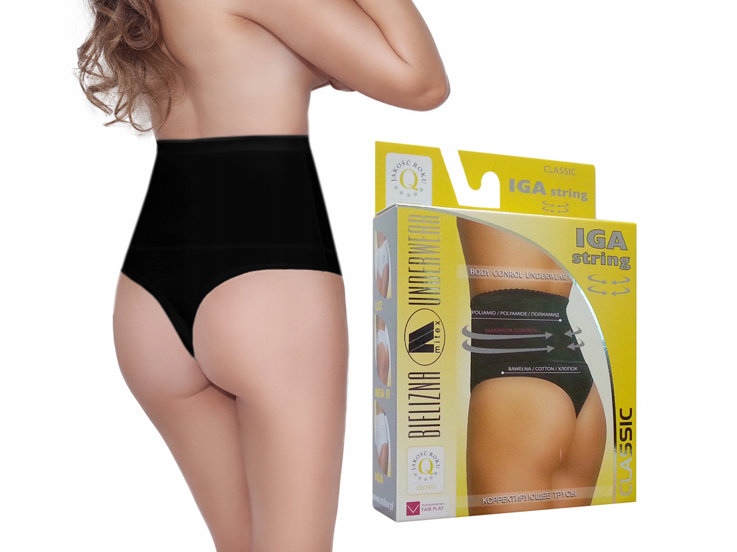 

Czarne Wyszczuplające Iga Stringi Mitex XL