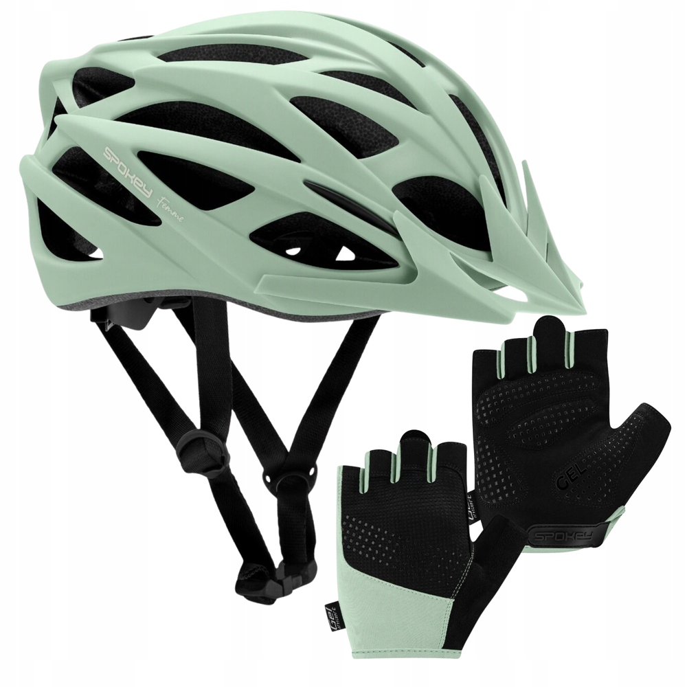 Cyklistická přilba s regulací a in-mold Mtb stříškou 55-58 cm rukavice M