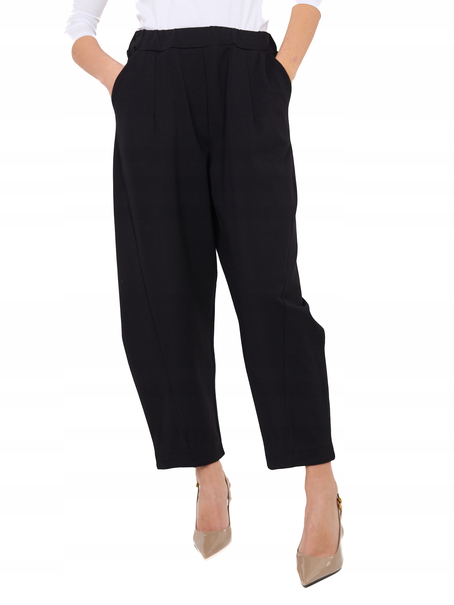 Spodnie Damskie Materiałowe Casualowe z nogawką 7/8